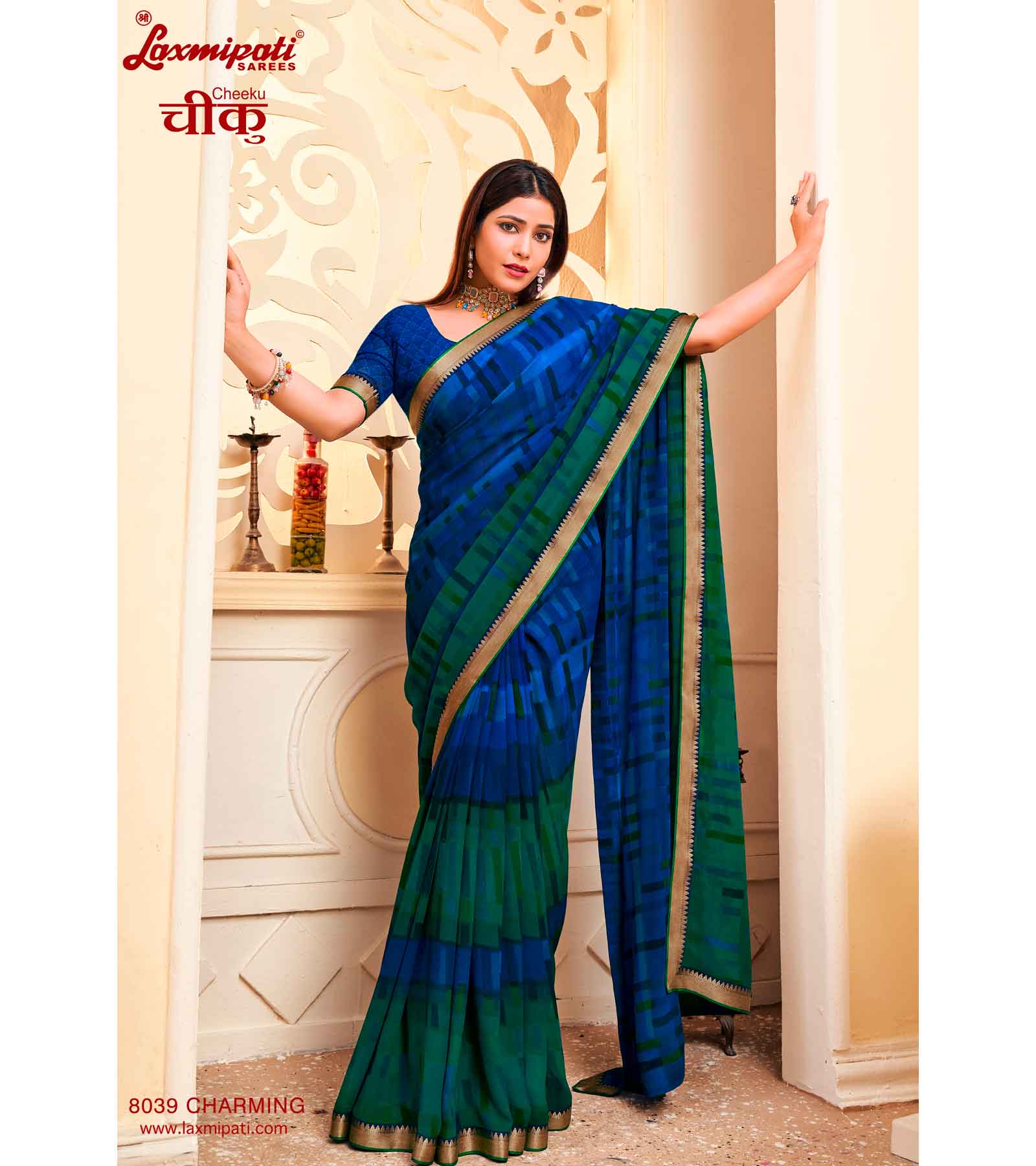 Laxmipati Cheeku 8039 C/C Georgette Blue Sarees