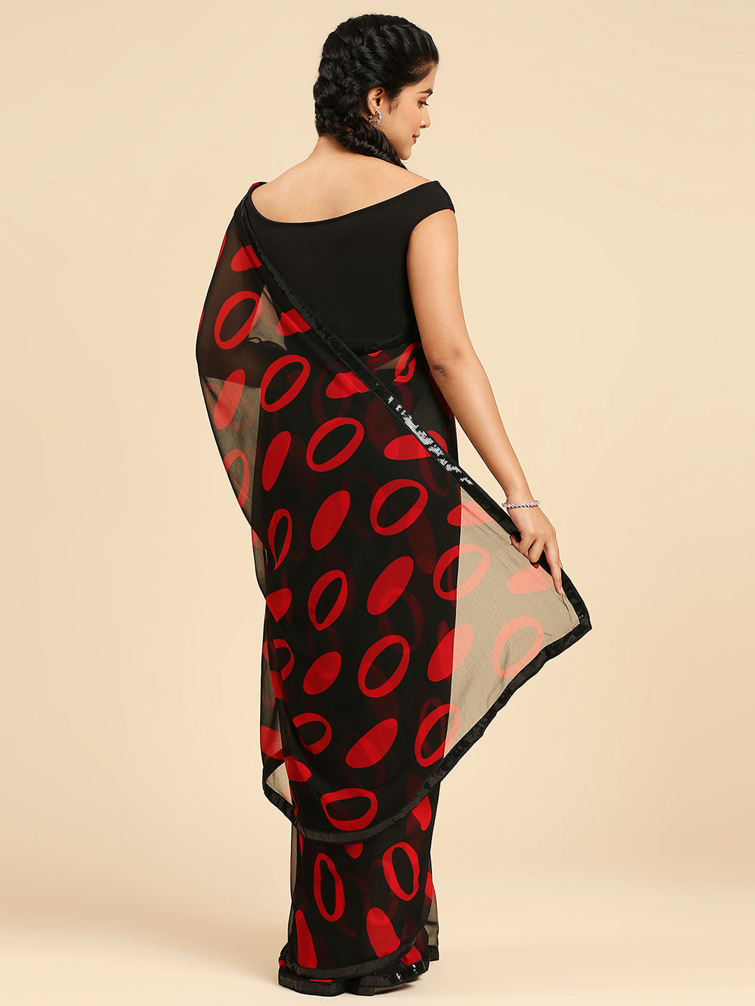 Laxmipati 13468 Georgette Red & Black Sarees