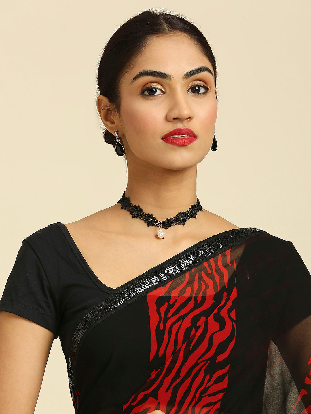 Laxmipati 13469 Georgette Red & Black Sarees