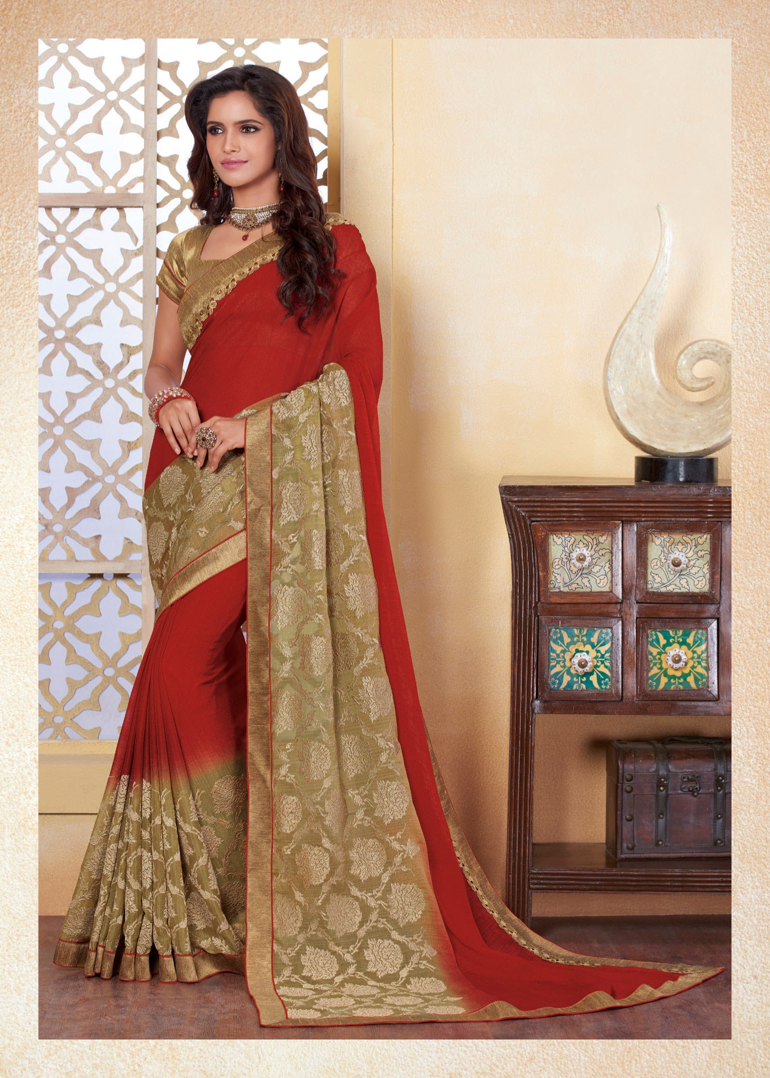 Laxmipati Rasili 4828 Chiffon Maroon Saree