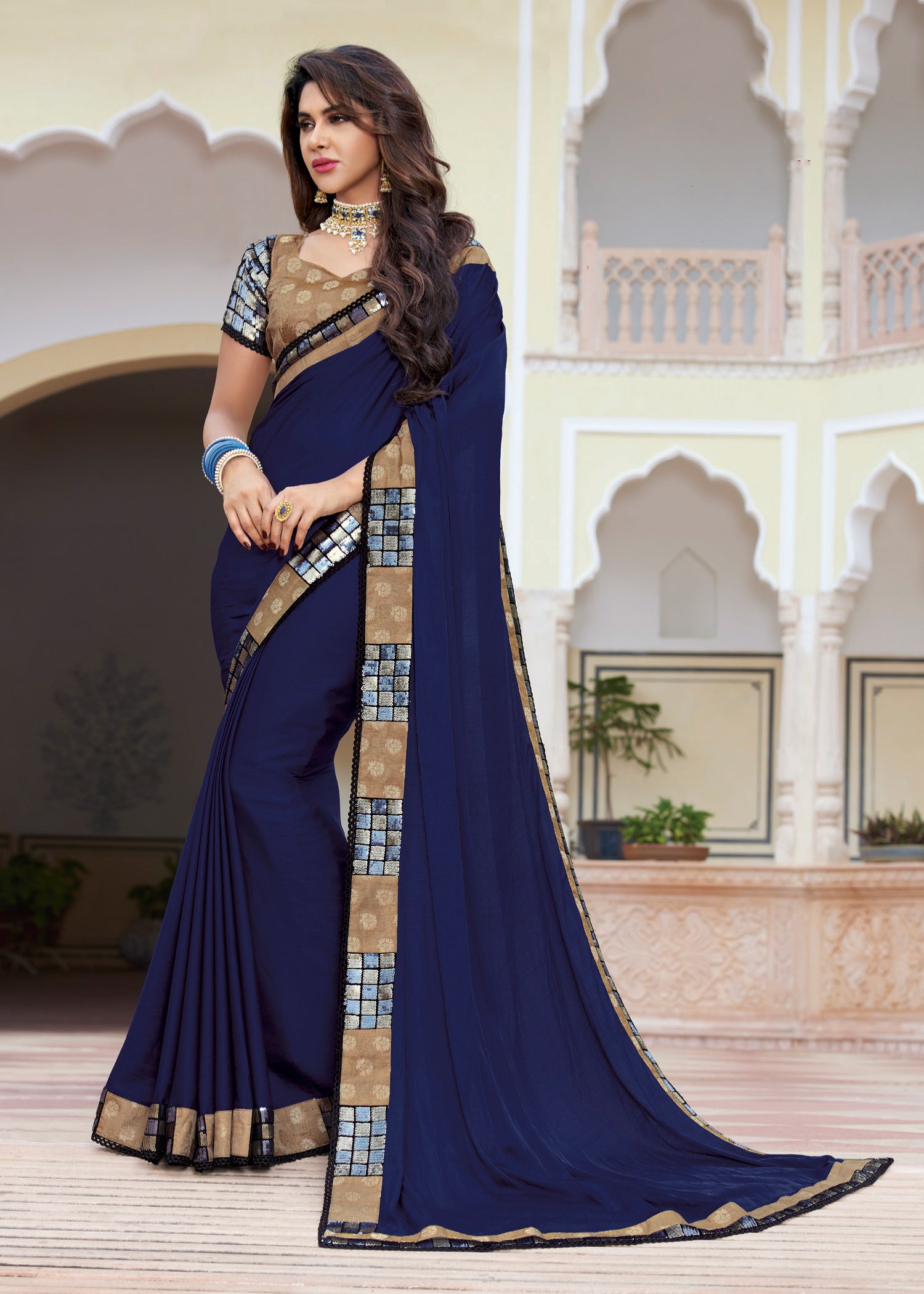Laxmipati Rasili 4946 Crepe Blue Saree