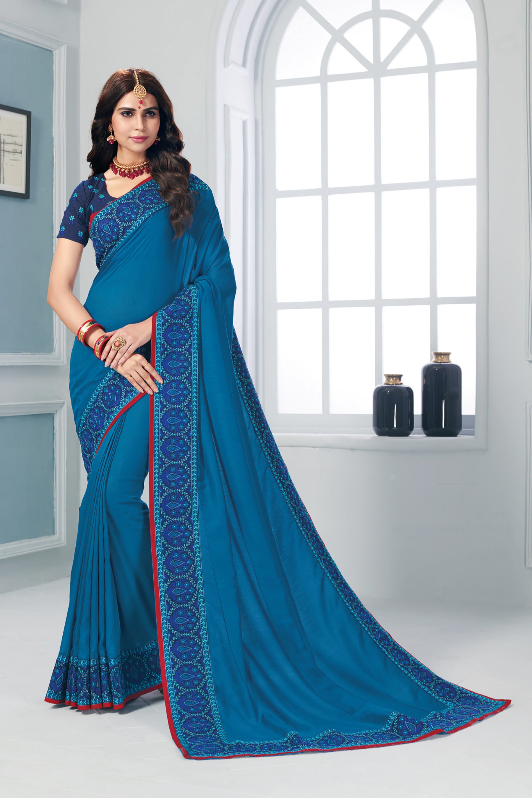Laxmipati Rasili 5430 Polycotton Blue Saree