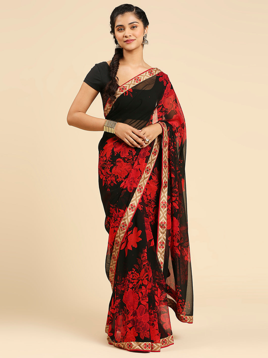 Laxmipati 5525 Poly Georgette Red Saree
