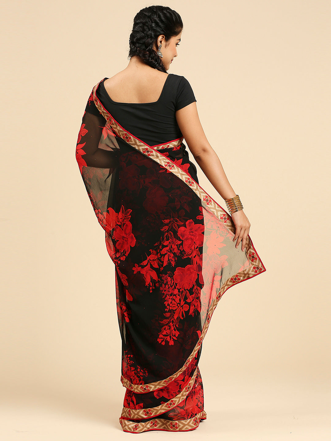 Laxmipati 5525 Poly Georgette Red Saree