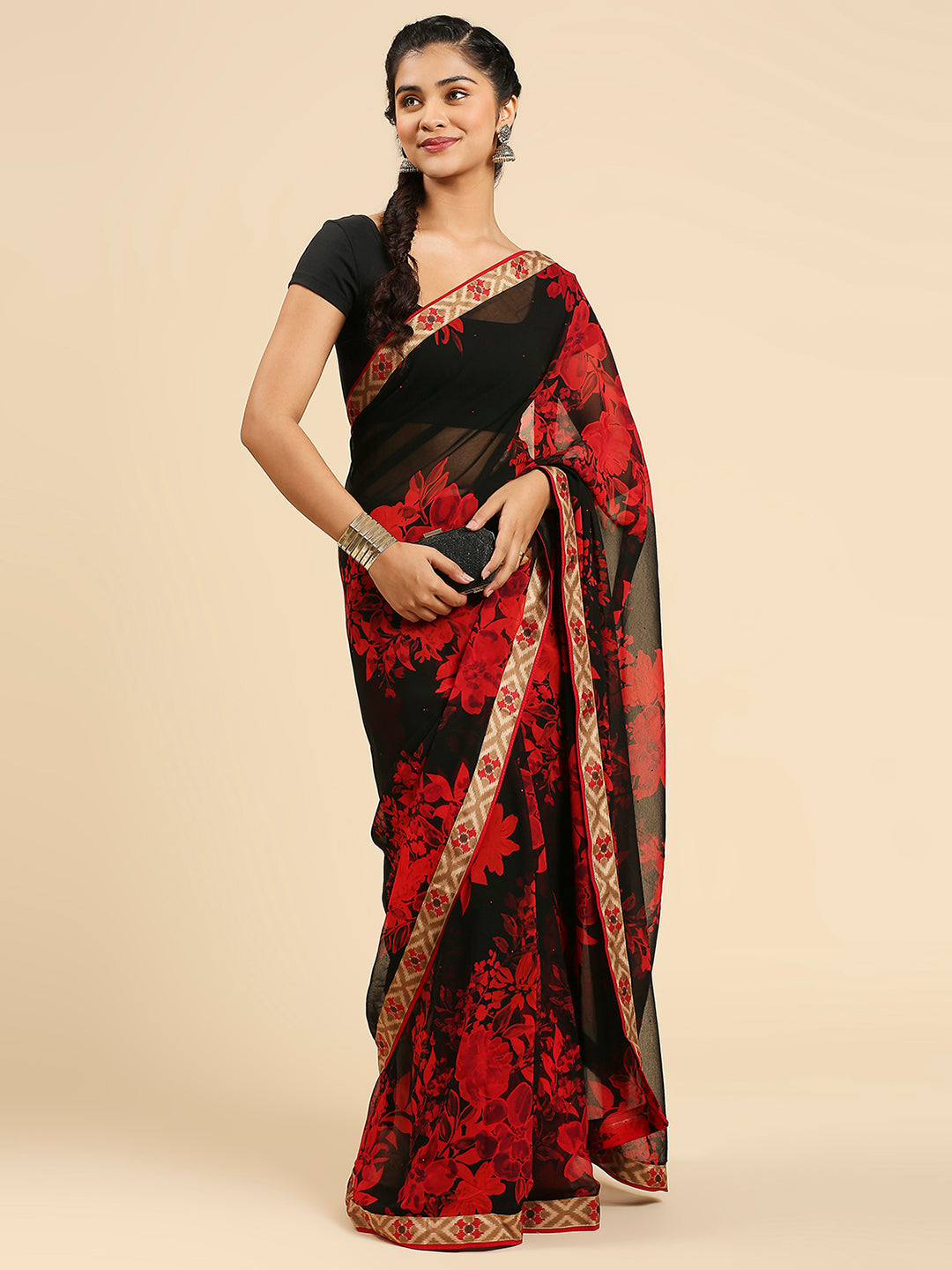 Laxmipati 5525 Poly Georgette Red Saree