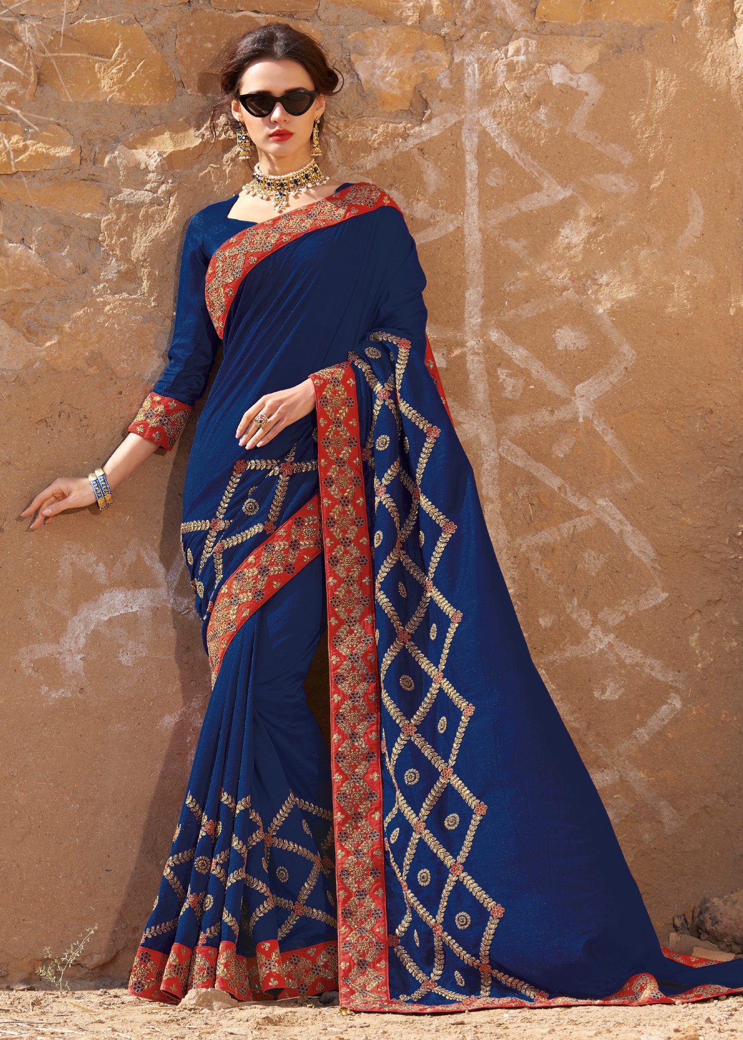 Laxmipati Rasili 5584 Art Silk Navy Blue Saree