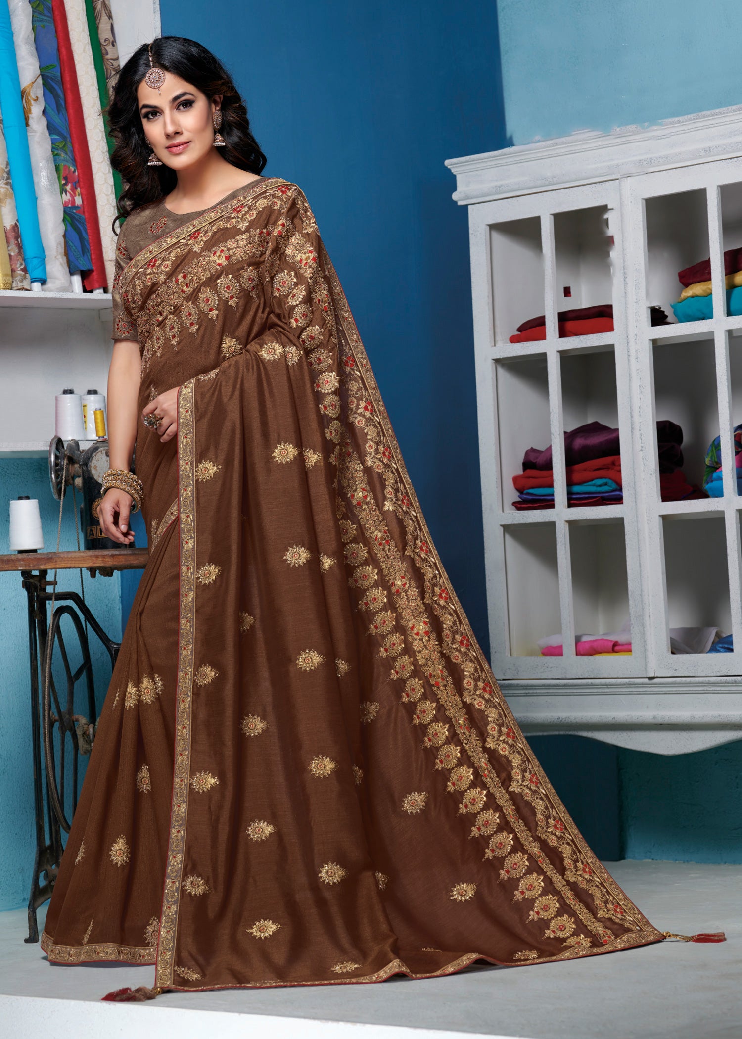 Laxmipati Rasili 5727 Art Silk Brown Saree