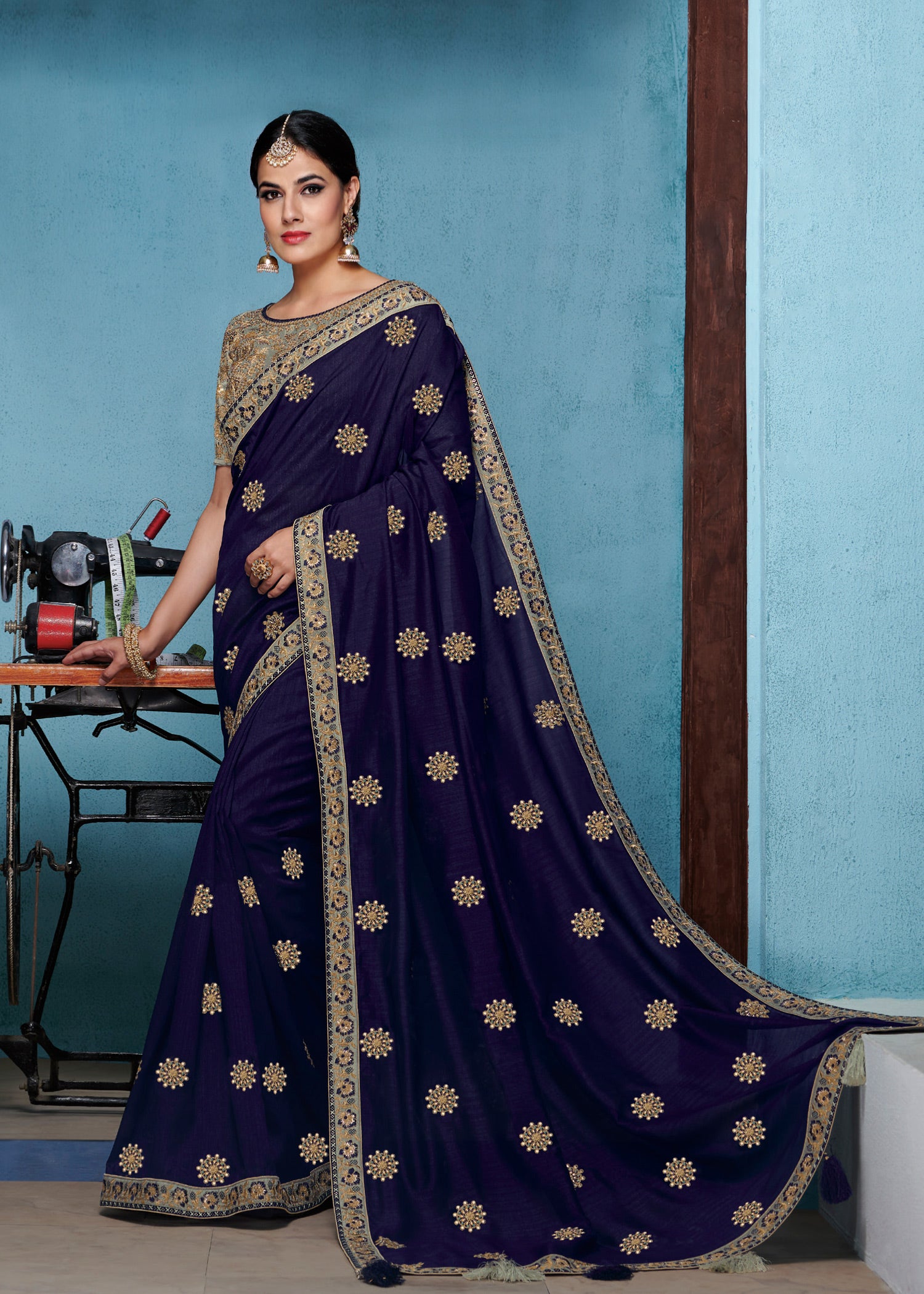 Laxmipati Rasili 5728 Satin Blue Saree