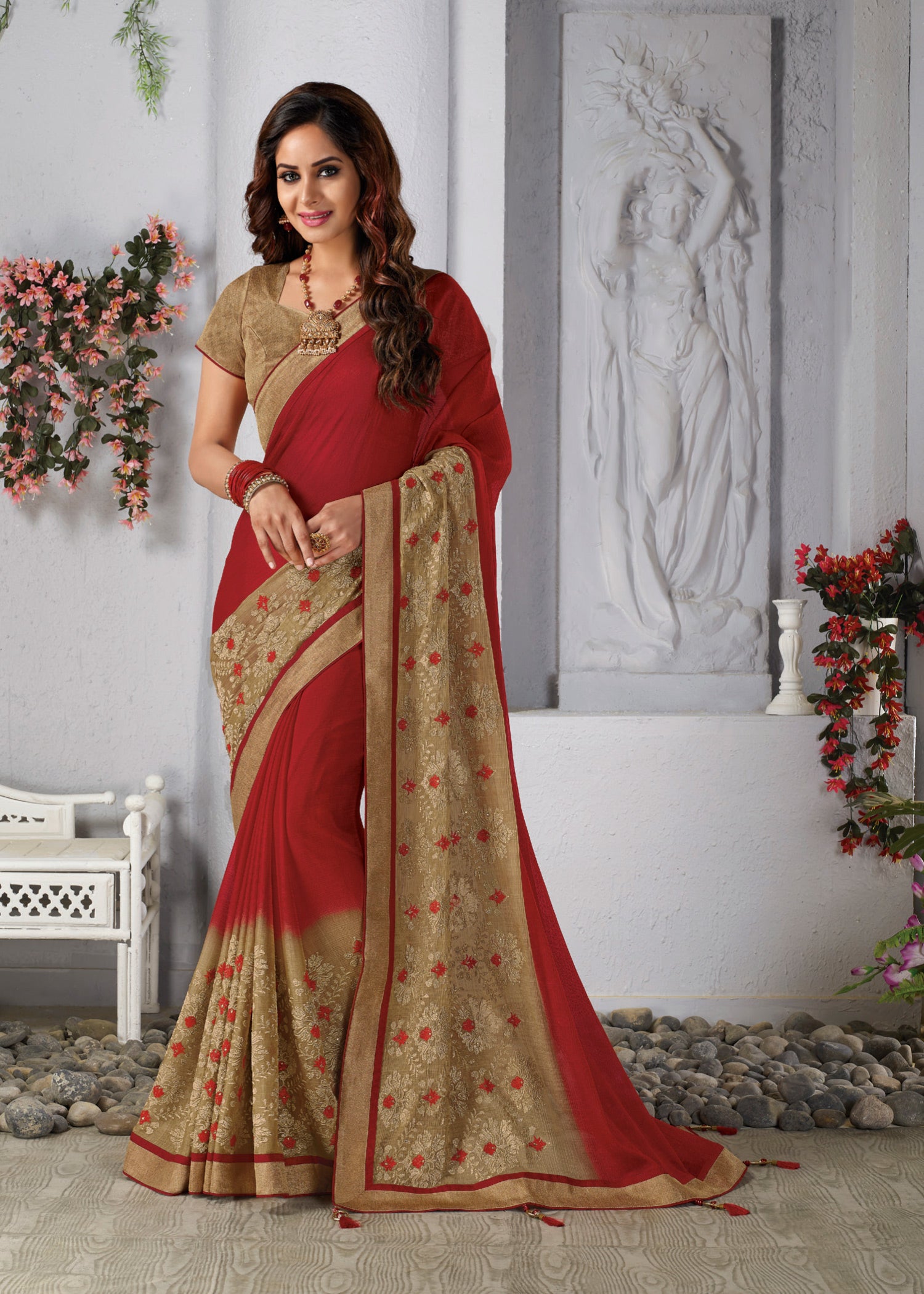 Laxmipati Rasili 5845 Chiffon Red Saree