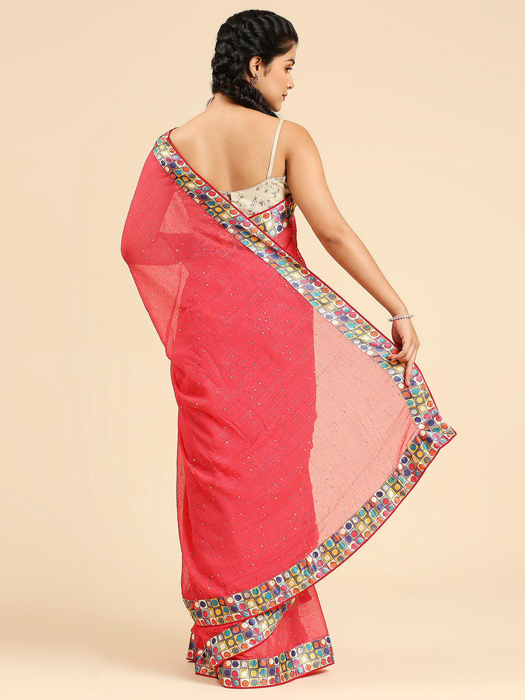 Laxmipati 6319 Poly Chiffon Pink Saree