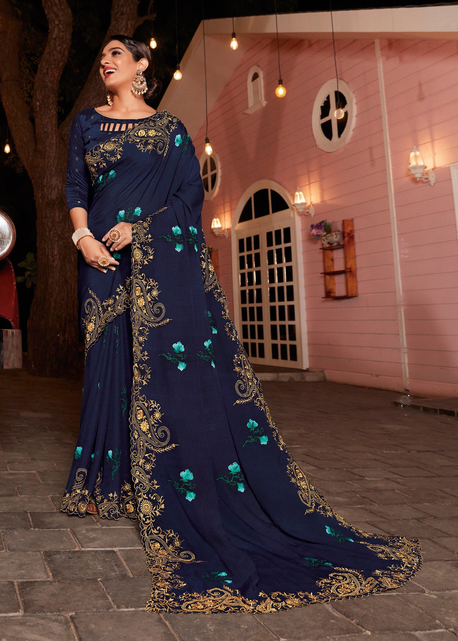 Laxmipati Rasili 6433 Chiffon Blue Saree