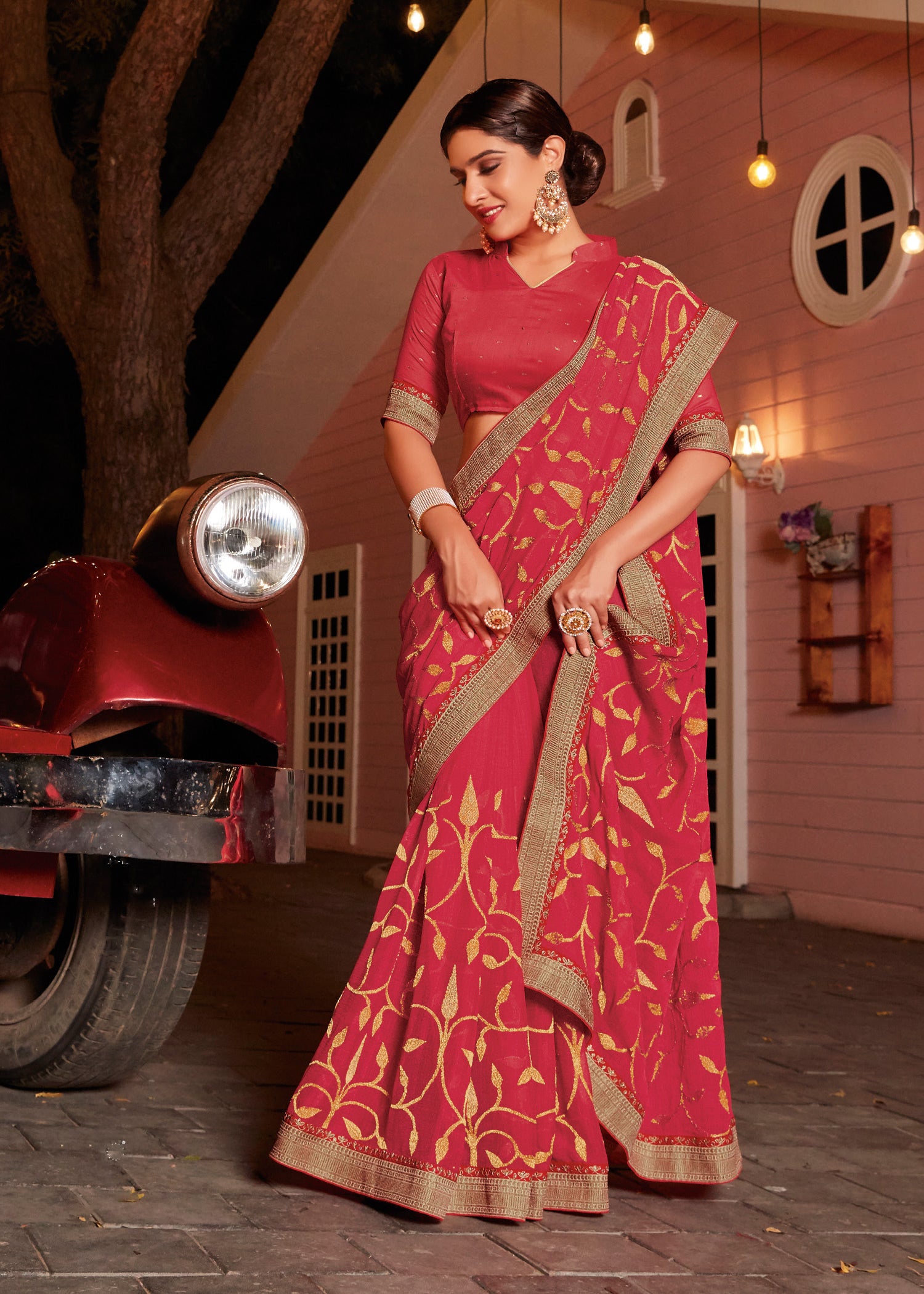Laxmipati Rasili 6438 Chiffon Red Saree