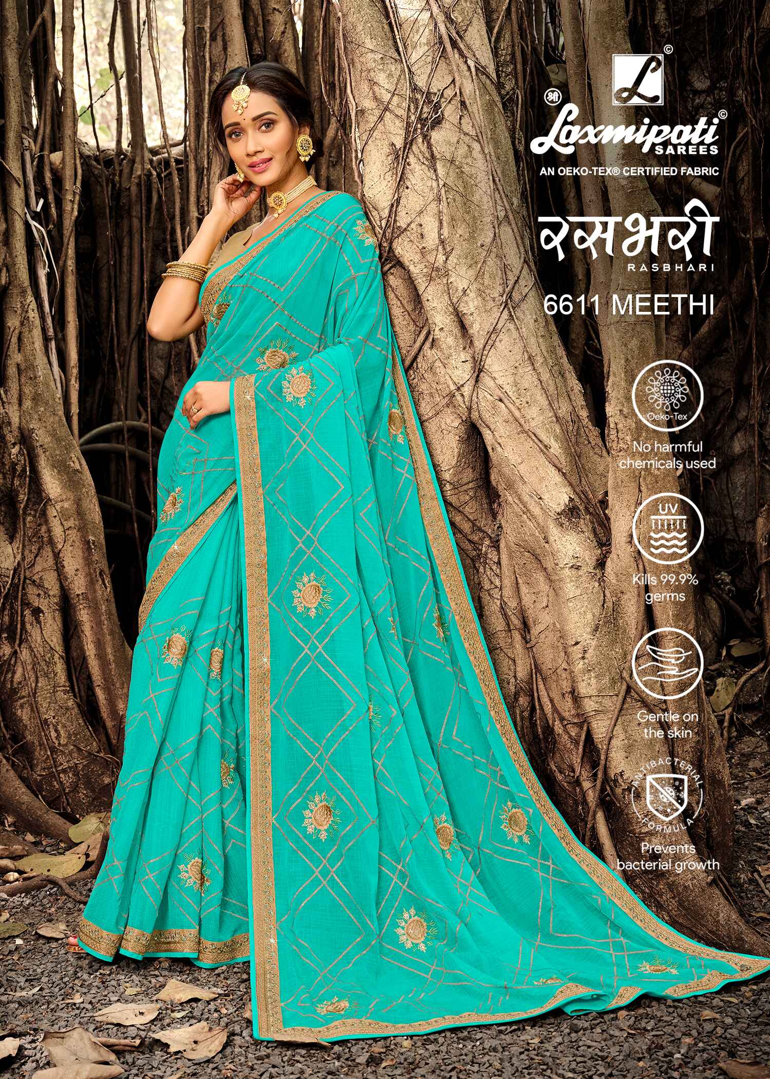 Laxmipati Bulbul 6611 Chiffon Blue Saree