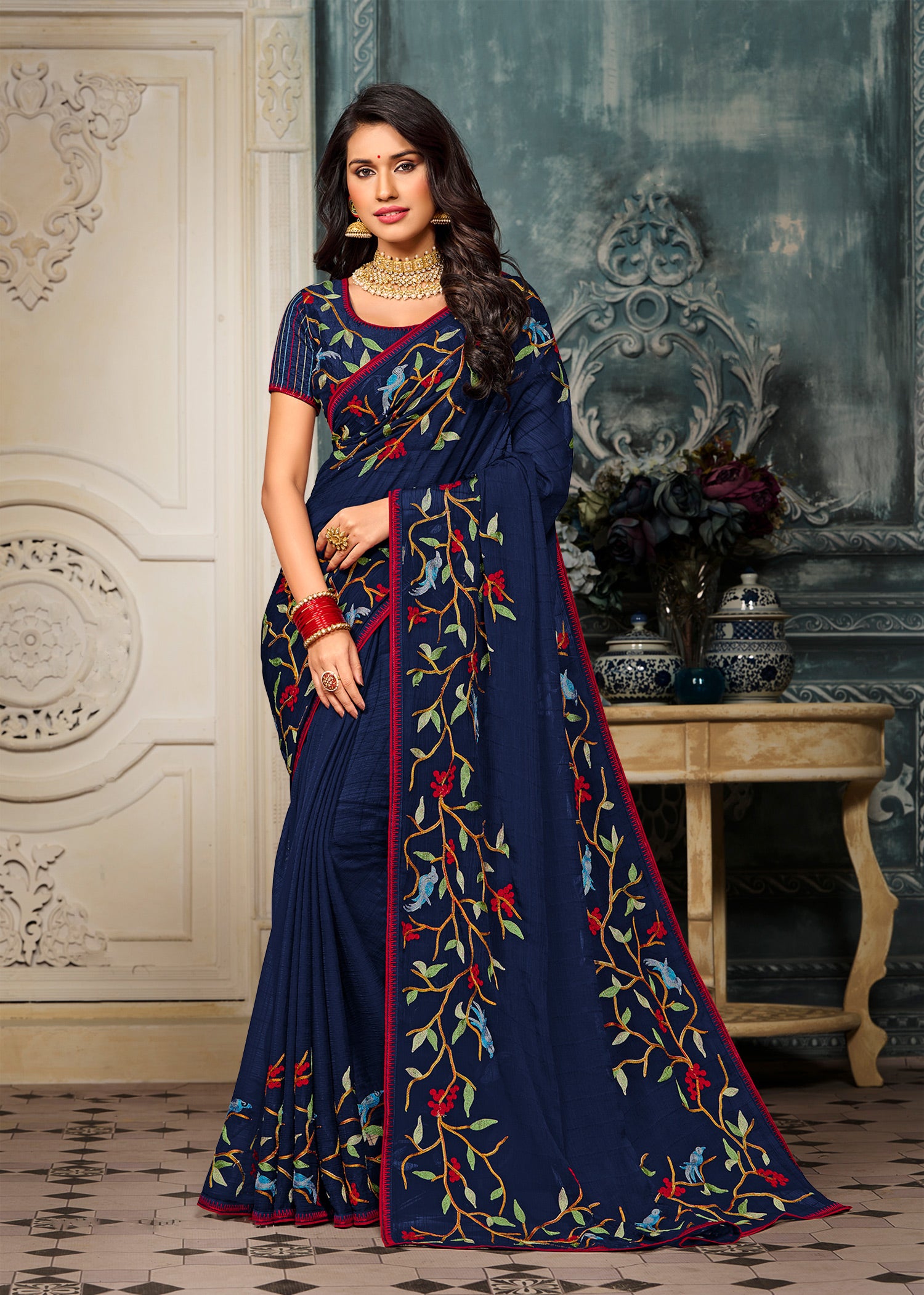Laxmipati Rasili 7112 Chiffon Blue Saree