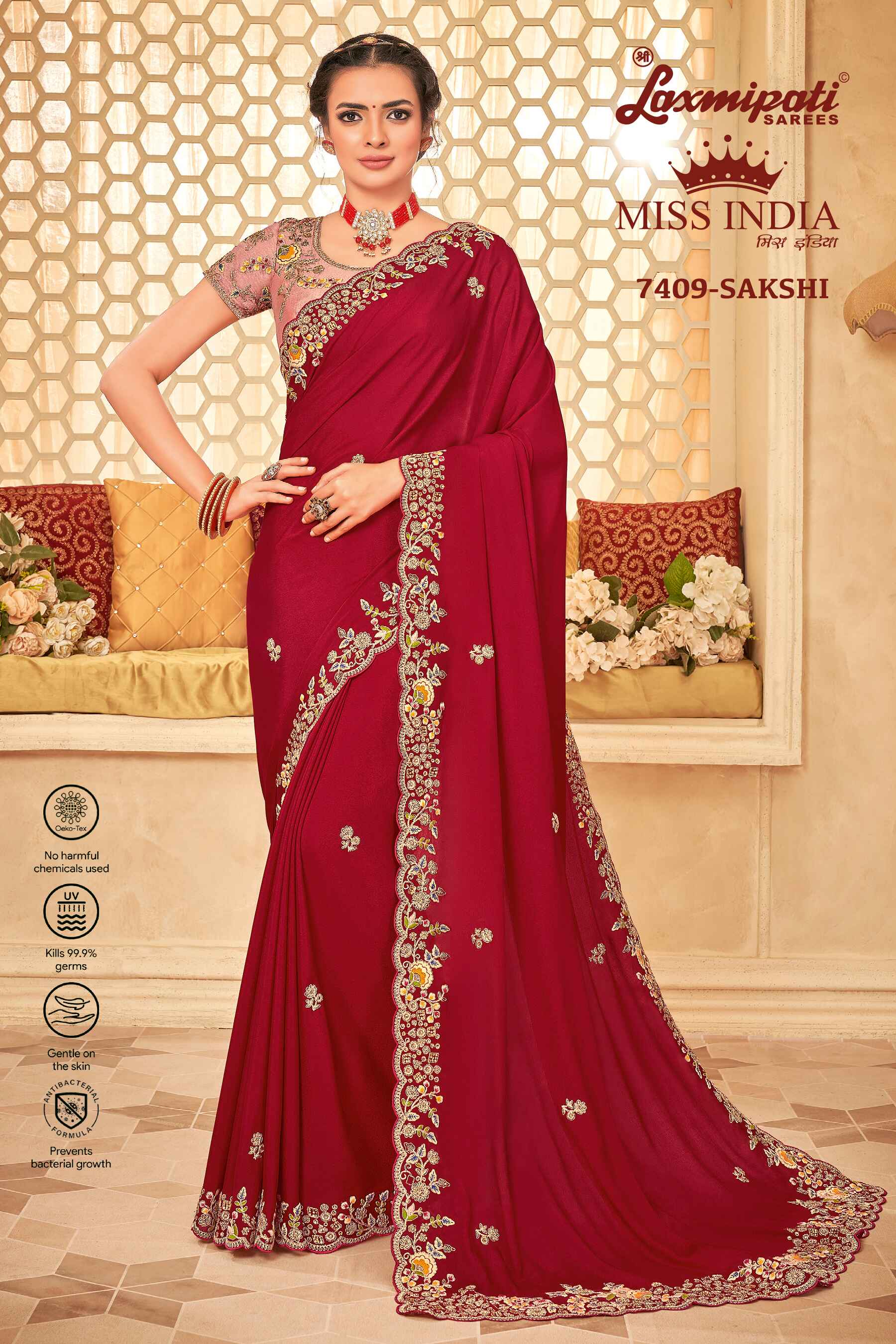 Laxmipati Bulbul 7409 Crep Silk Maroon Saree