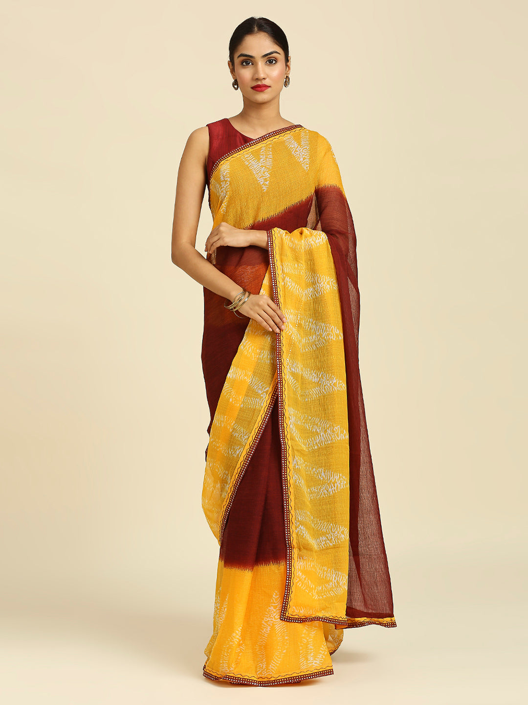 Laxmipati 7528 Poly Chiffon Yellow Saree