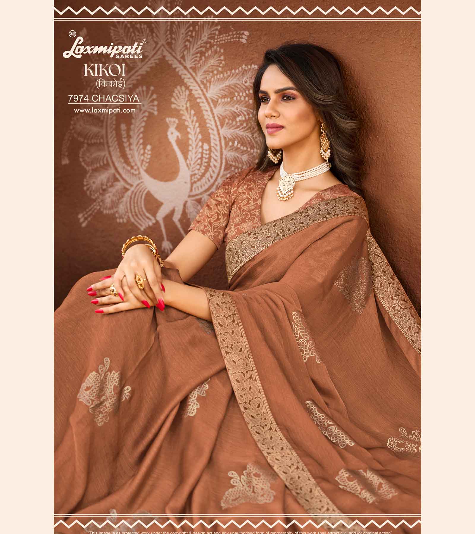 Ready to Wear KIKOI 7974 Silk Chiffon Mustard Saree