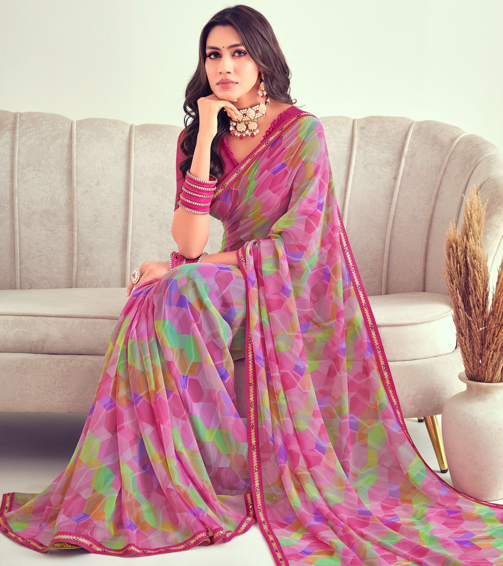 Laxmipati Vanilla 8188 Georgette Multicolor Saree