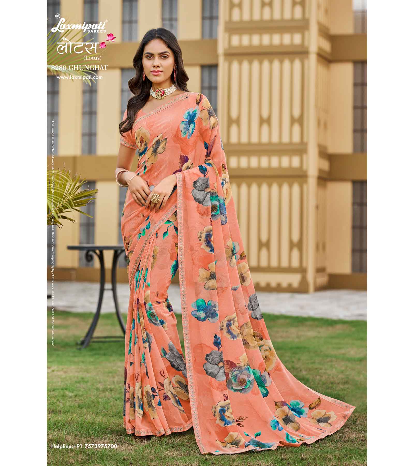 Laxmipati Lotus 8280 Georgette Multicolor Georgette Saree with Fancy Border
