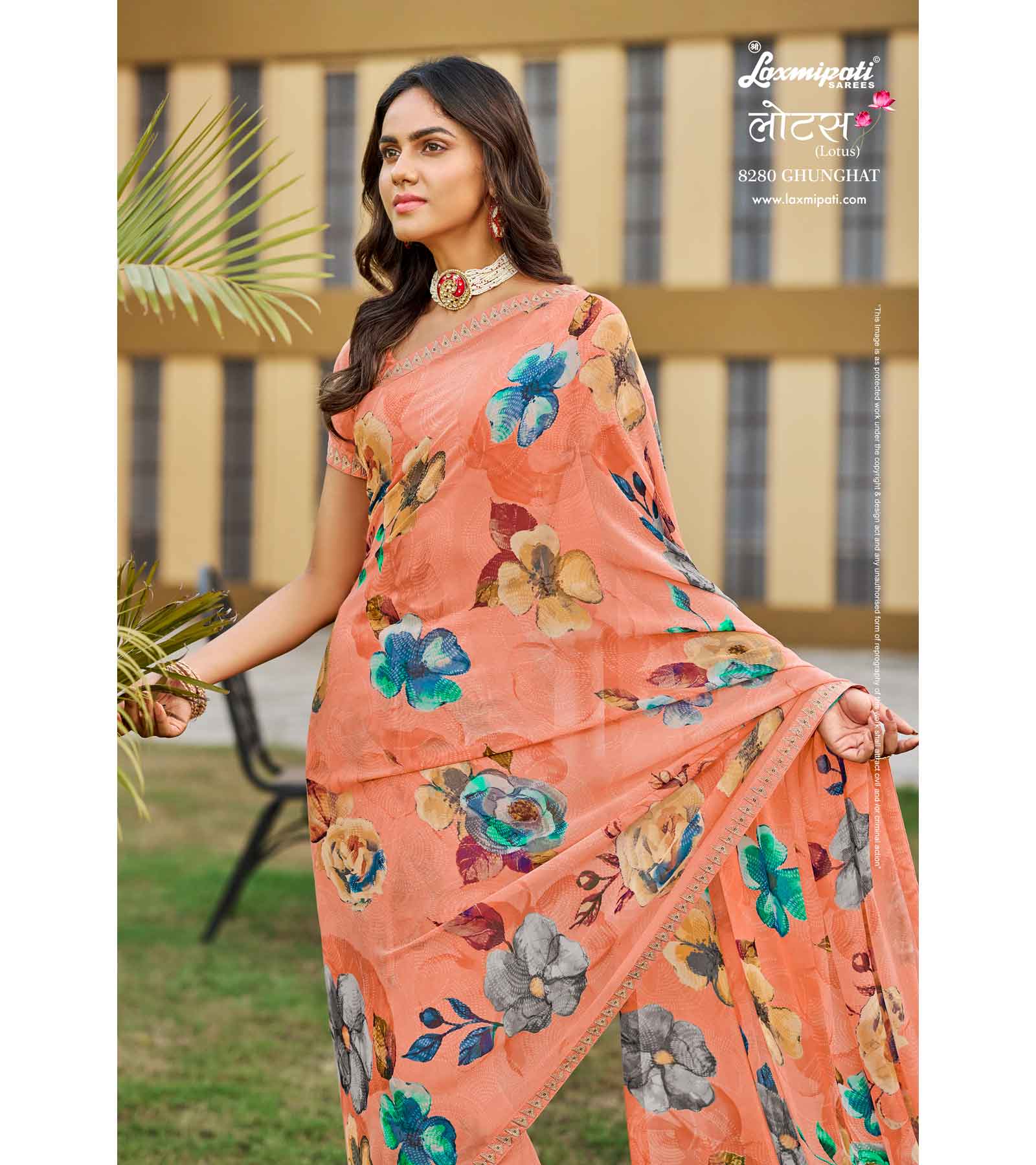 Laxmipati Lotus 8280 Georgette Multicolor Georgette Saree with Fancy Border