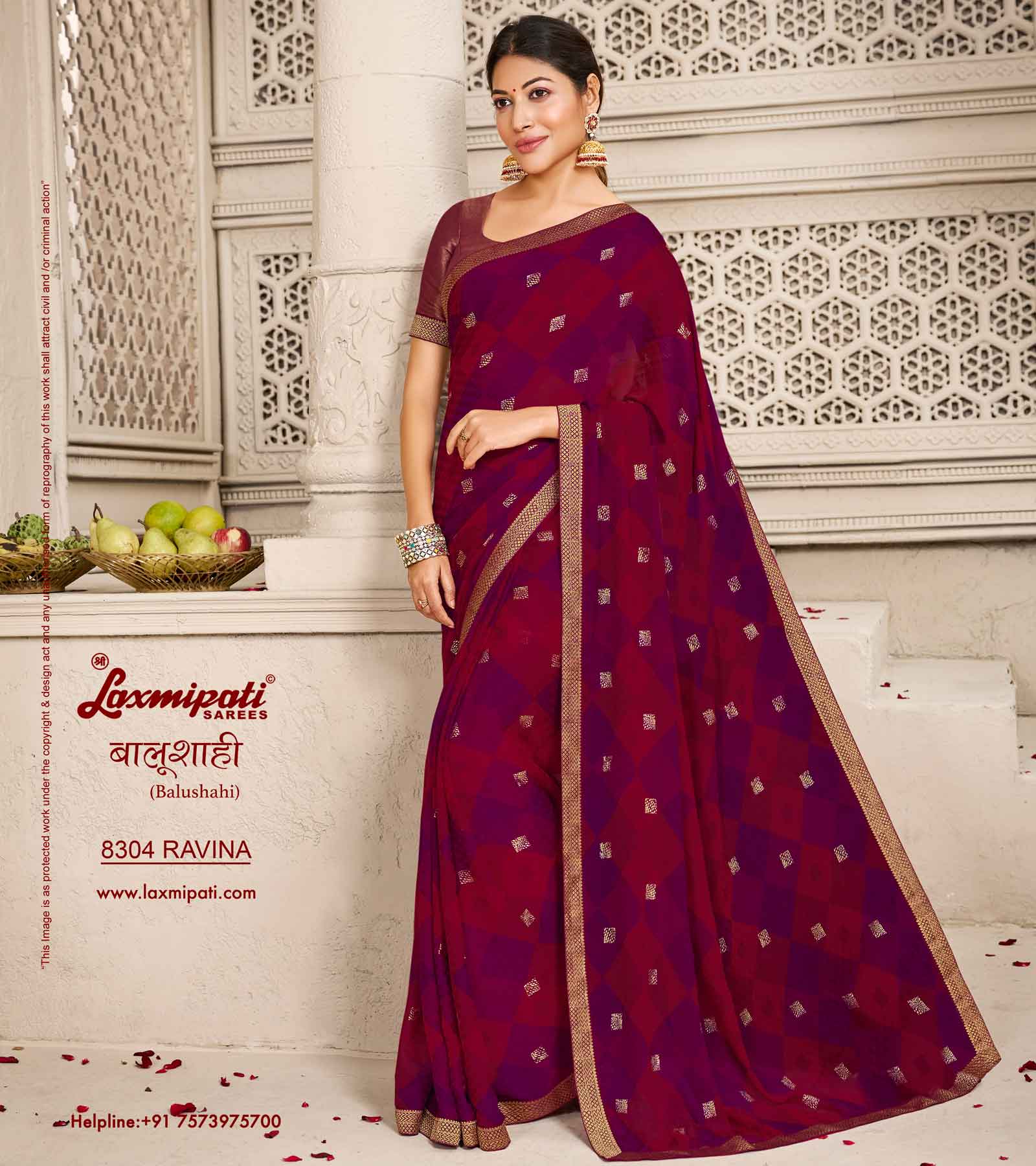 Laxmipati Balushahi 8304 Silk Maroon Saree