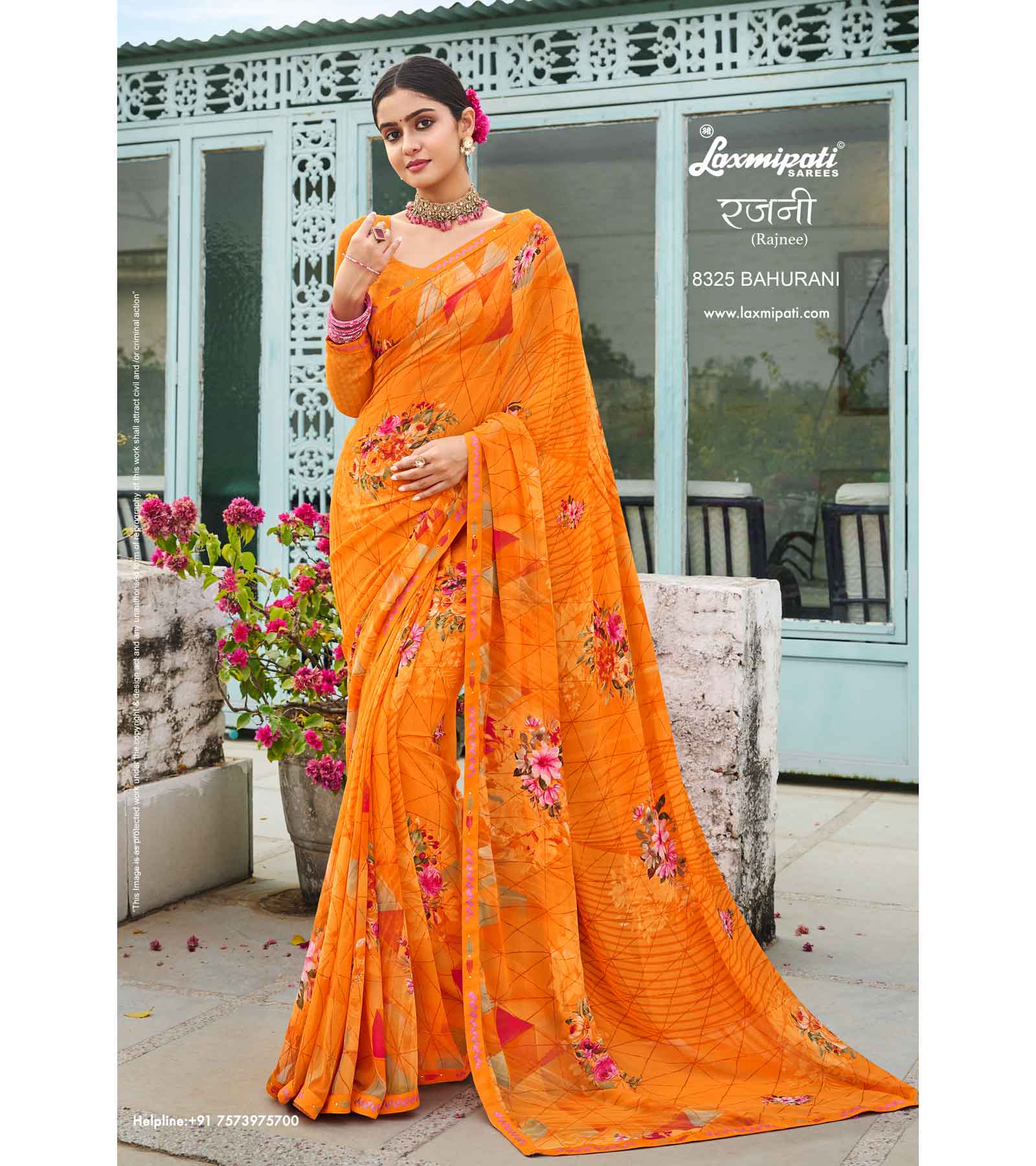Laxmipati Rajnee 8325 Georgette Orange Saree