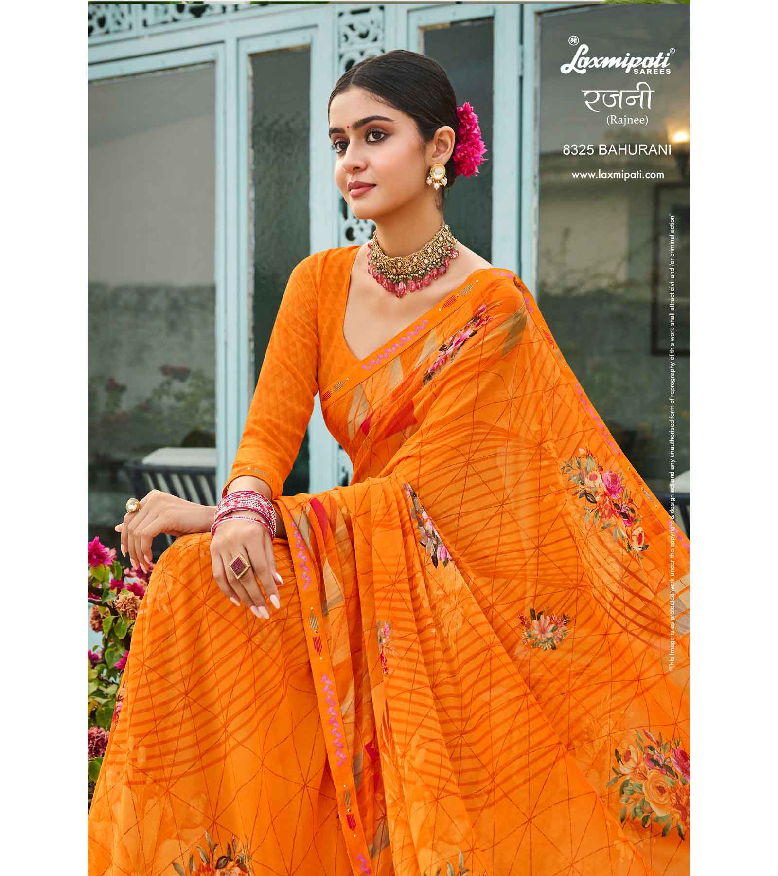 Laxmipati Rajnee 8325 Georgette Orange Saree