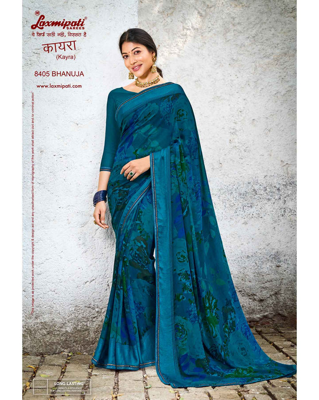 Laxmipati  Kayra 8405 C/C Georgette with Satin Patta Blue Saree