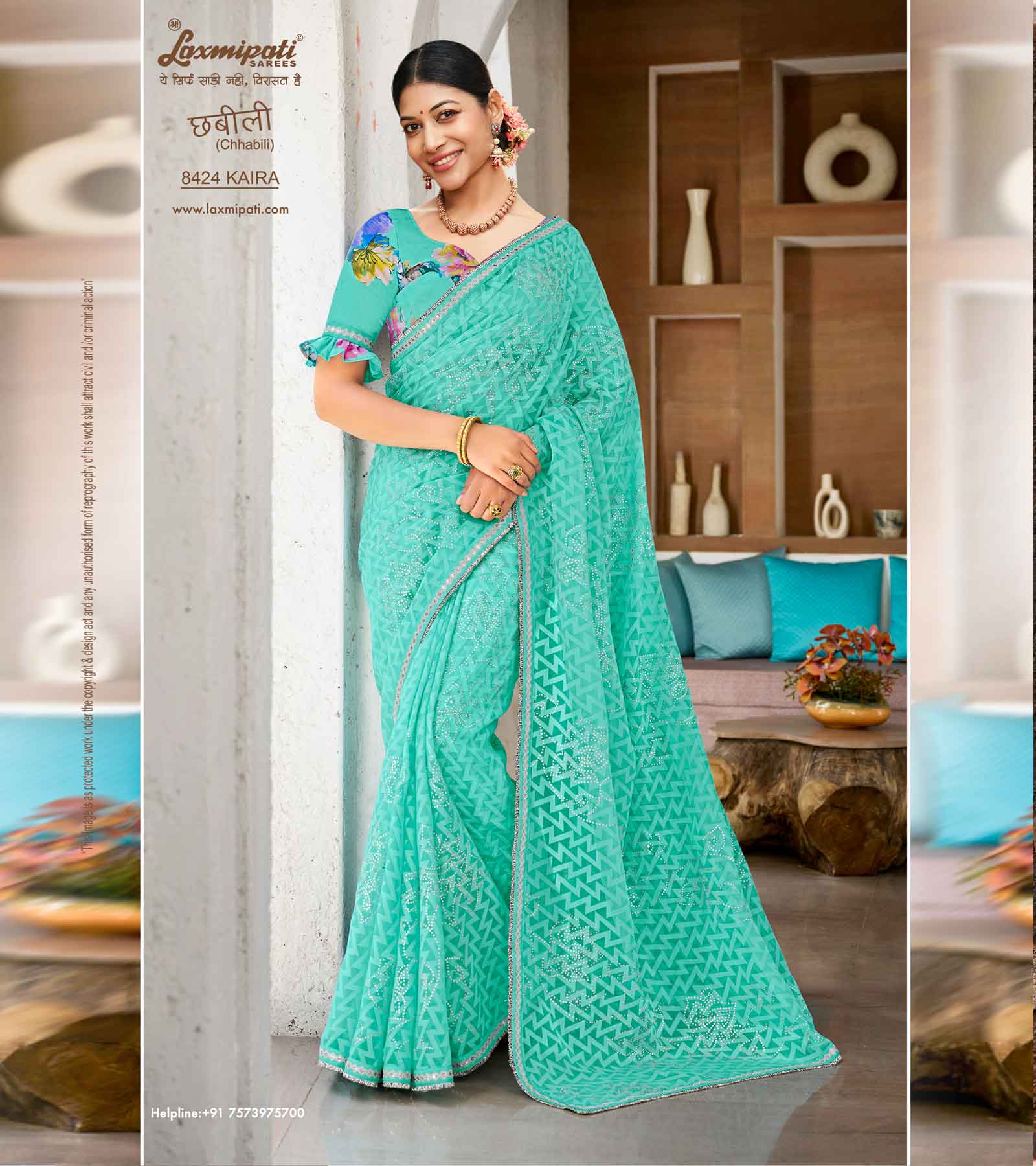 Laxmipati Chhabili 8424 Brasso Sky Blue Saree