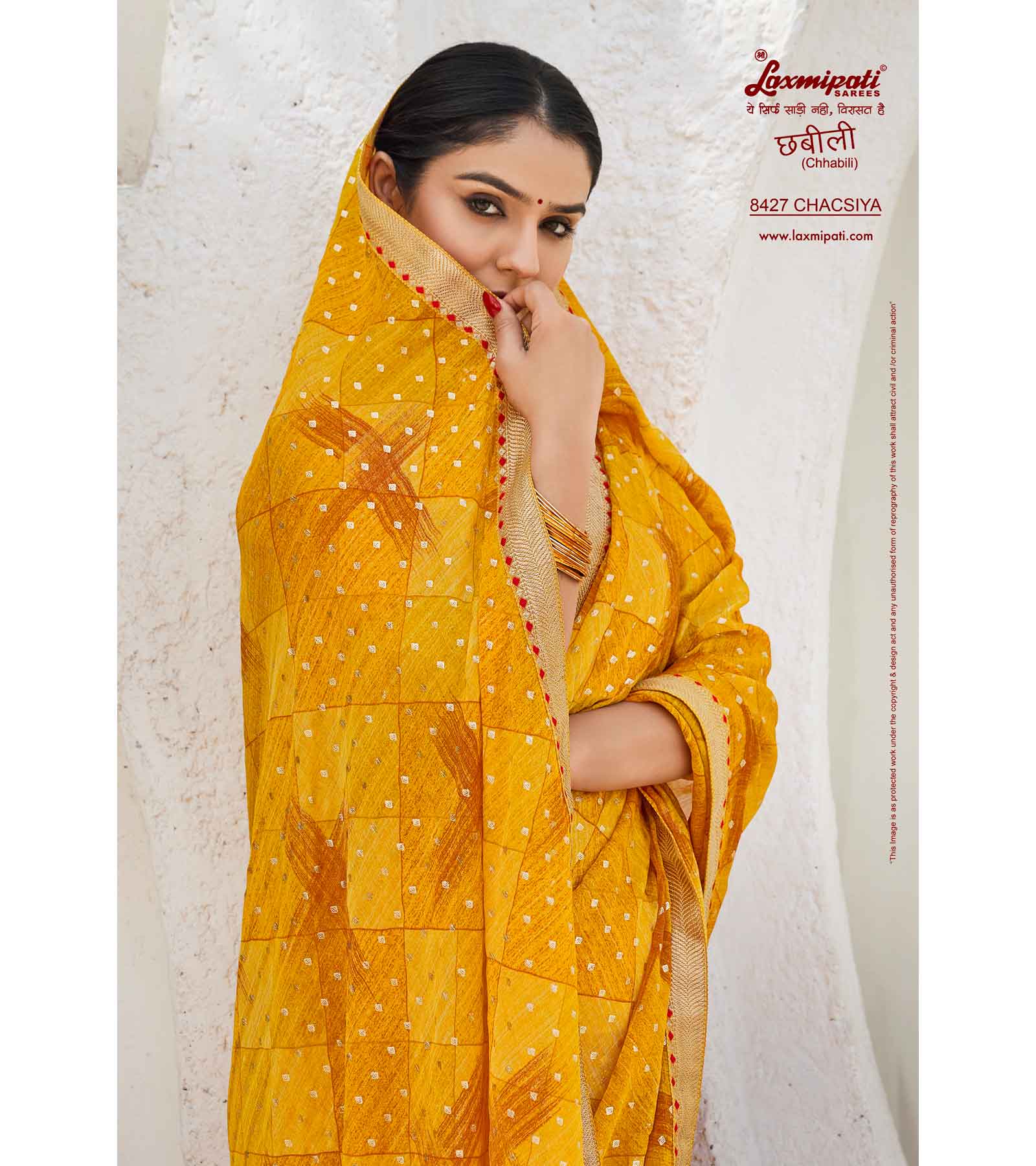 Laxmipati Chhabili 8427 Satin Chiffon Mustard Saree