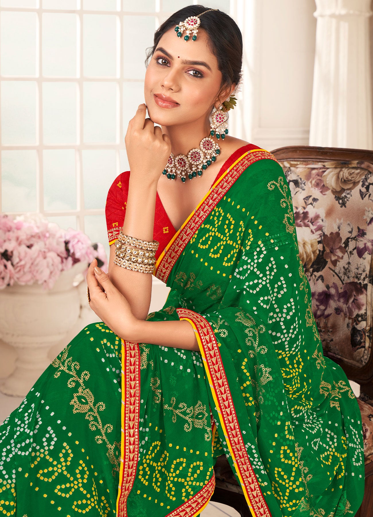 Laxmipati Gharaana 8448 Chiffon Green Saree