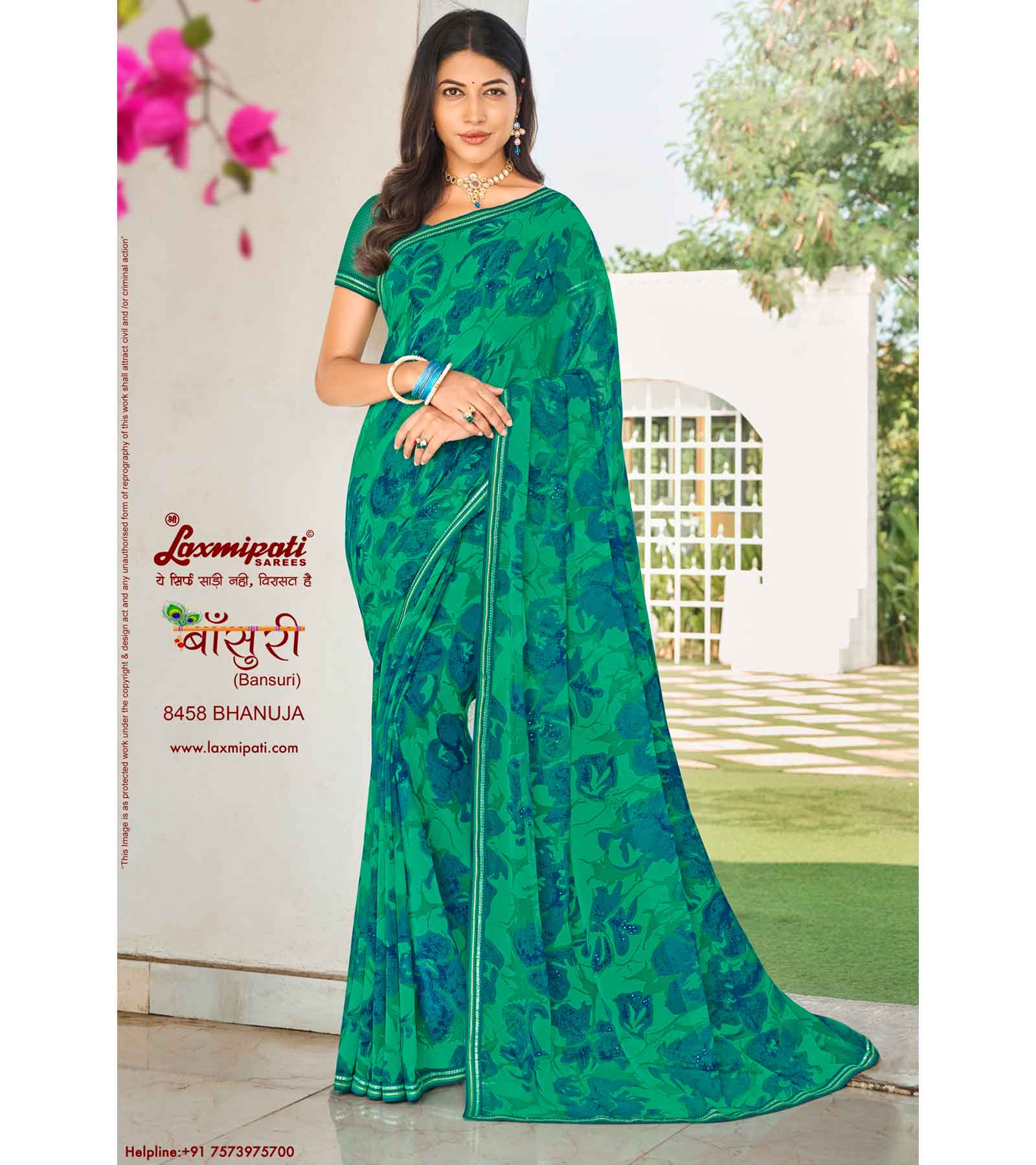 Laxmipati Bansuri 8458 Georgette Rama Saree