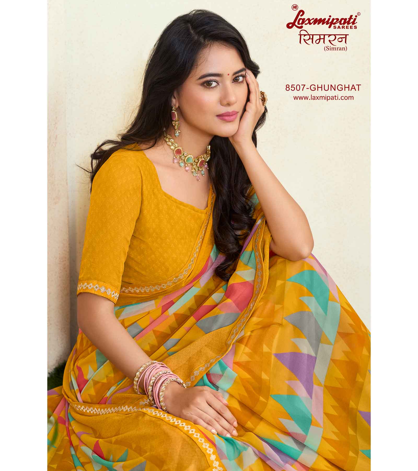 Laxmipati Simarn 8507 Georgette Mustard Saree