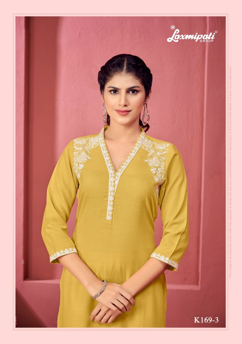 Laxmipati K169-3 Spun Cotton Base Yellow Kurti