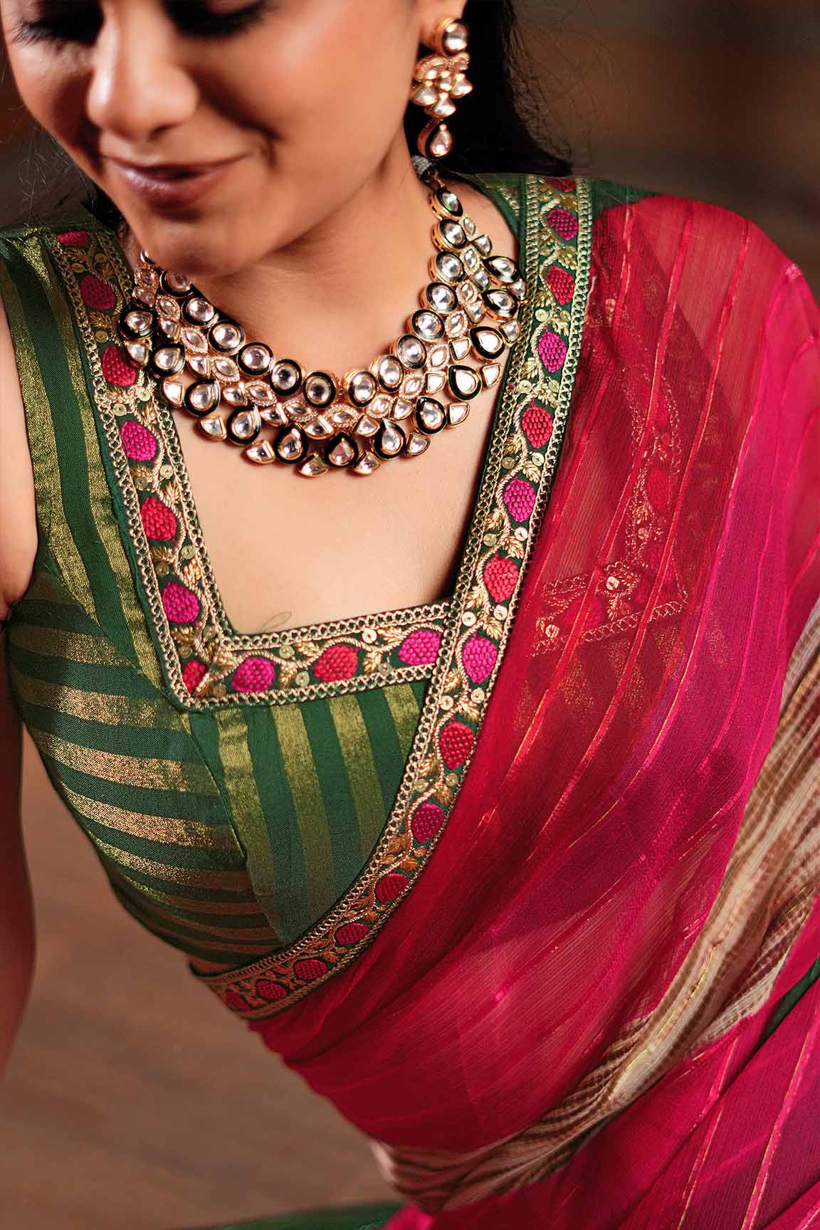 Laxmipati Ishita Multicolor Striped Printed Georgette Saree