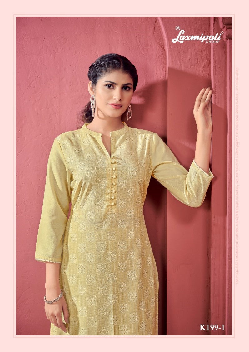 Laxmipati K199-1 Spun Cotton Base Beige Kurti With Pant