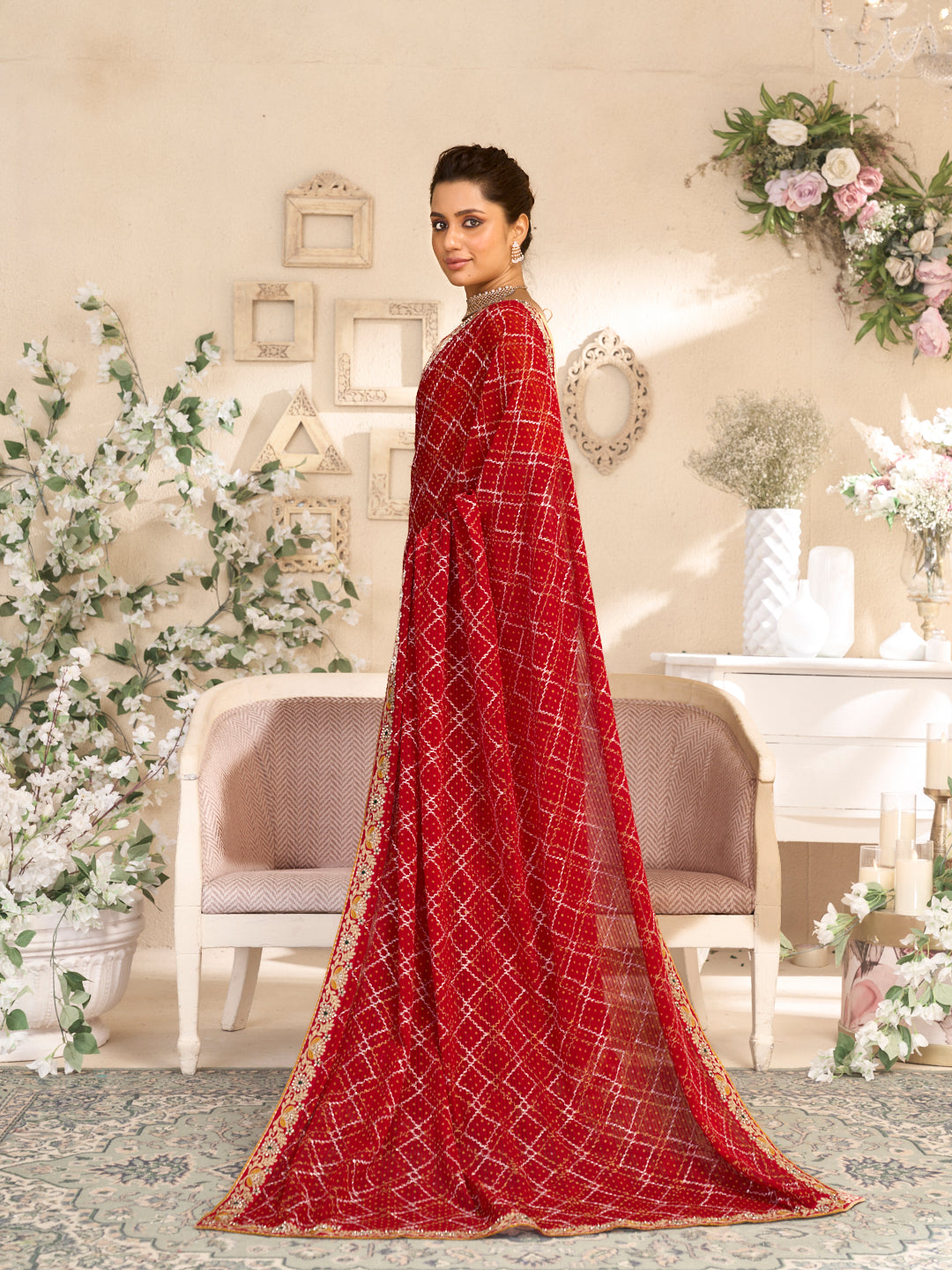 Laxmipati RaangSaaz Red Georgette Saree with Floral Embroidery