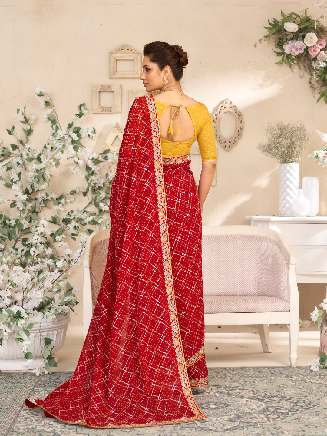 Laxmipati RaangSaaz Red Georgette Saree with Floral Embroidery
