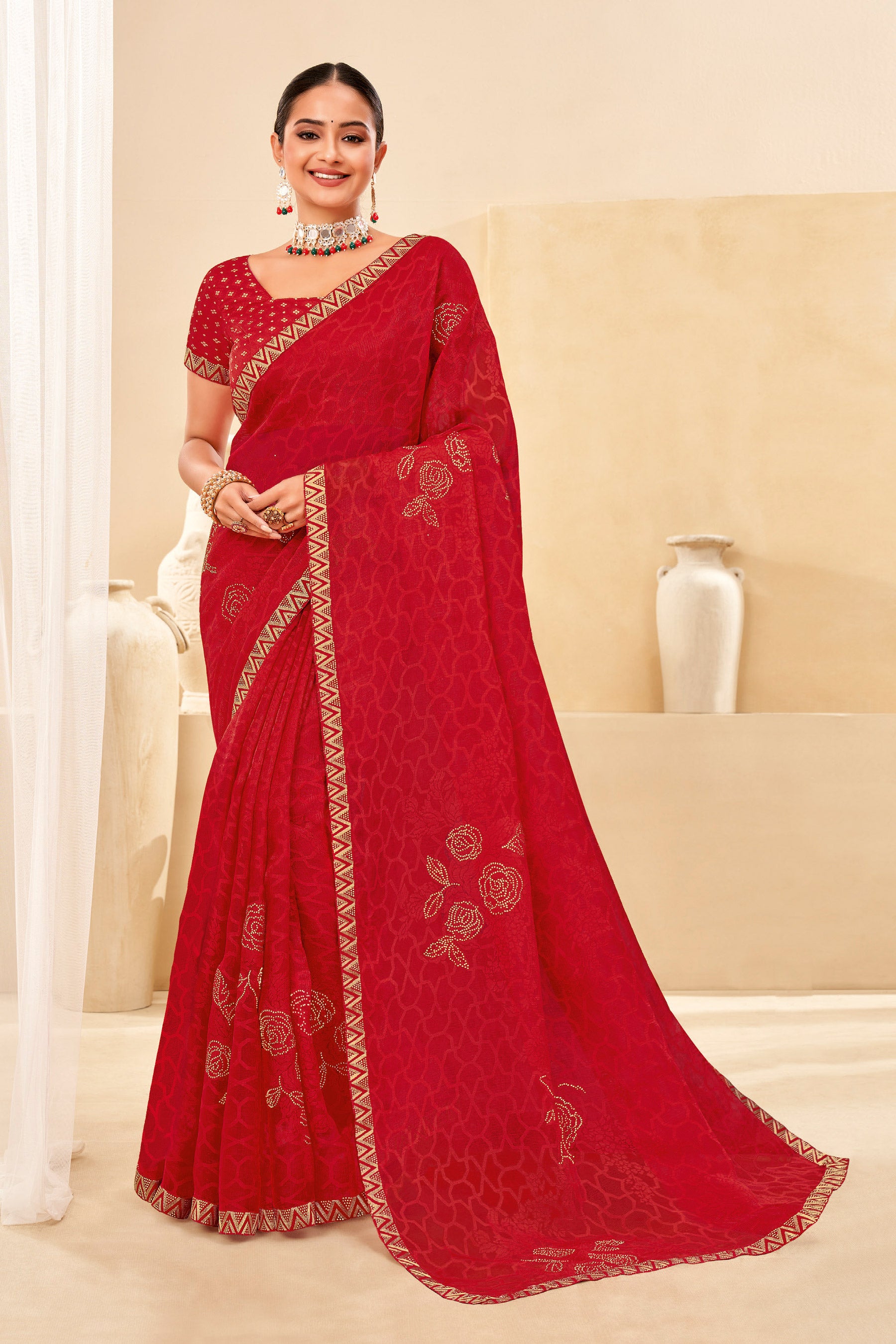 Laxmipati Rasili K-076 Brasso Maroon Saree