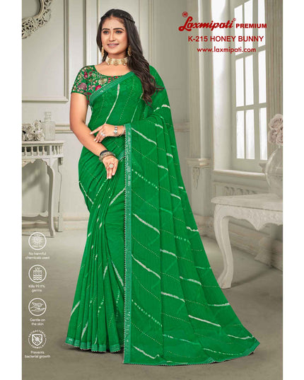 Laxmipati Laheriya Print K-215 Green Sarees