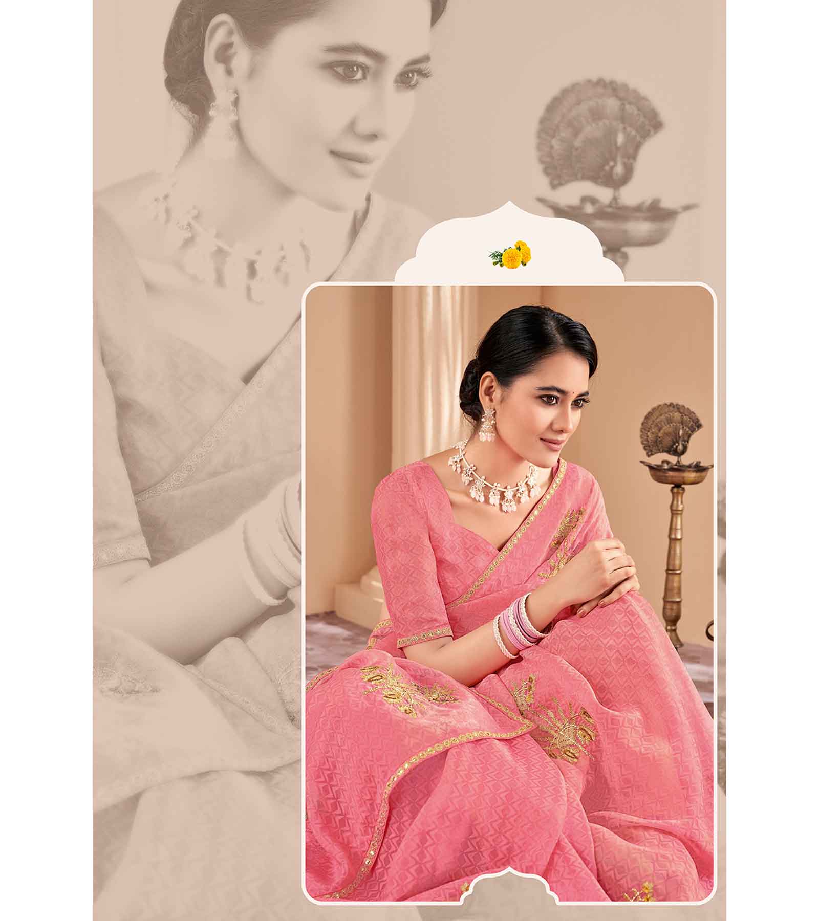 Laxmipati POSHAK K-317 Brasso Dark Pink Saree