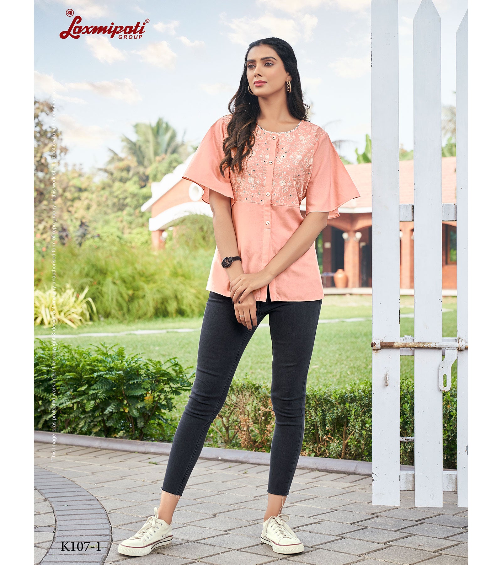 Laxmipati Poly Cotton Peach Kurti