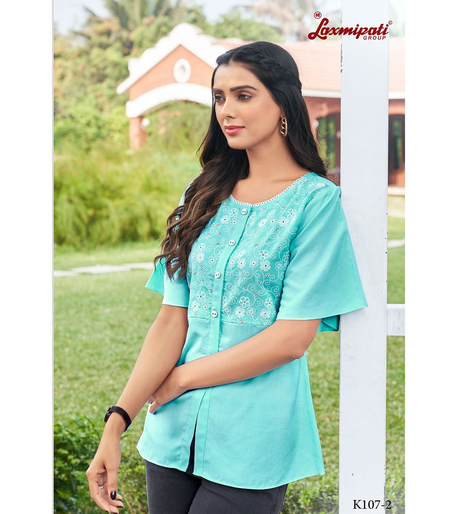 Laxmipati Poly Cotton Electric Blue Kurti