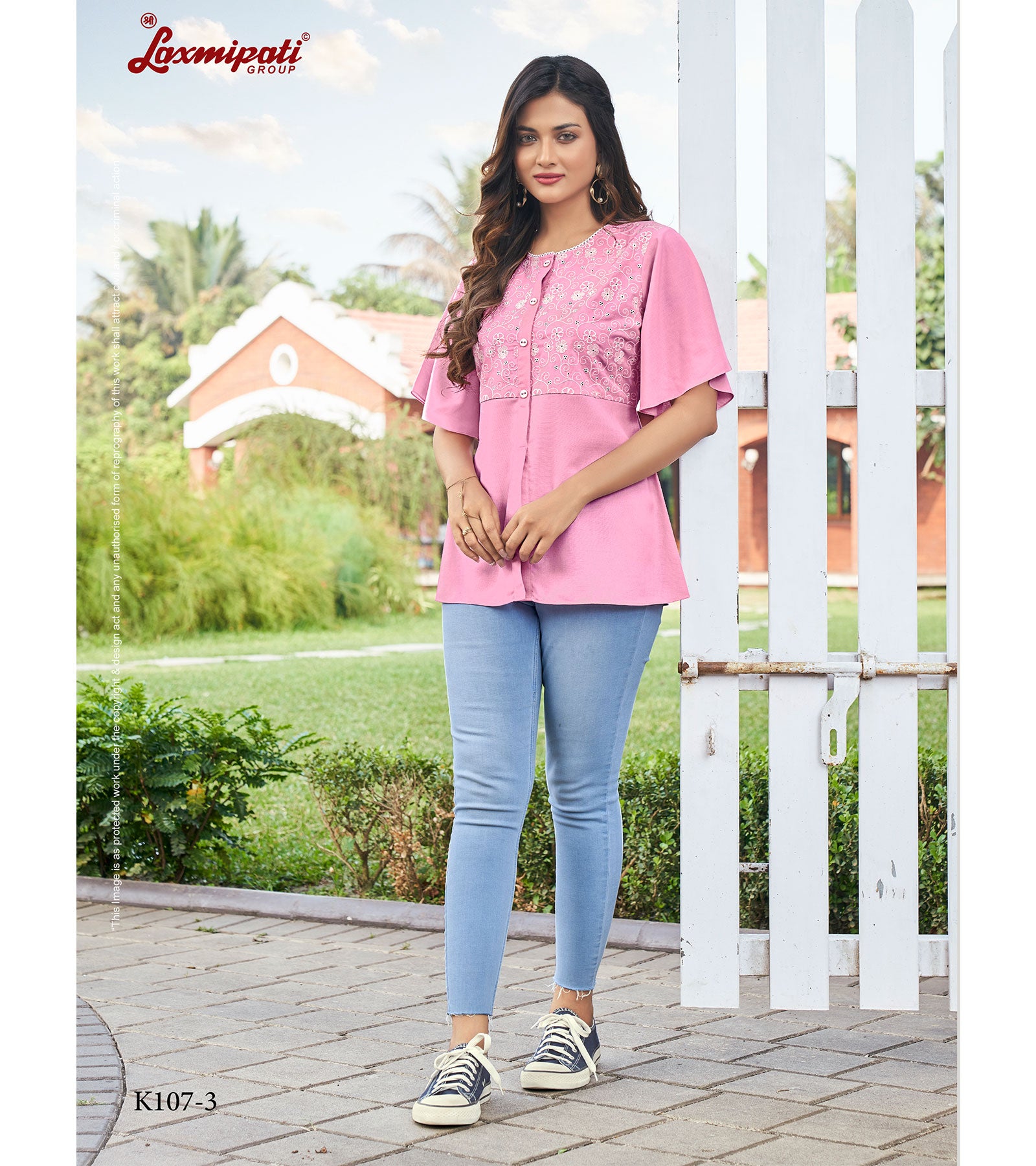 Laxmipati Poly Cotton Pink Kurti