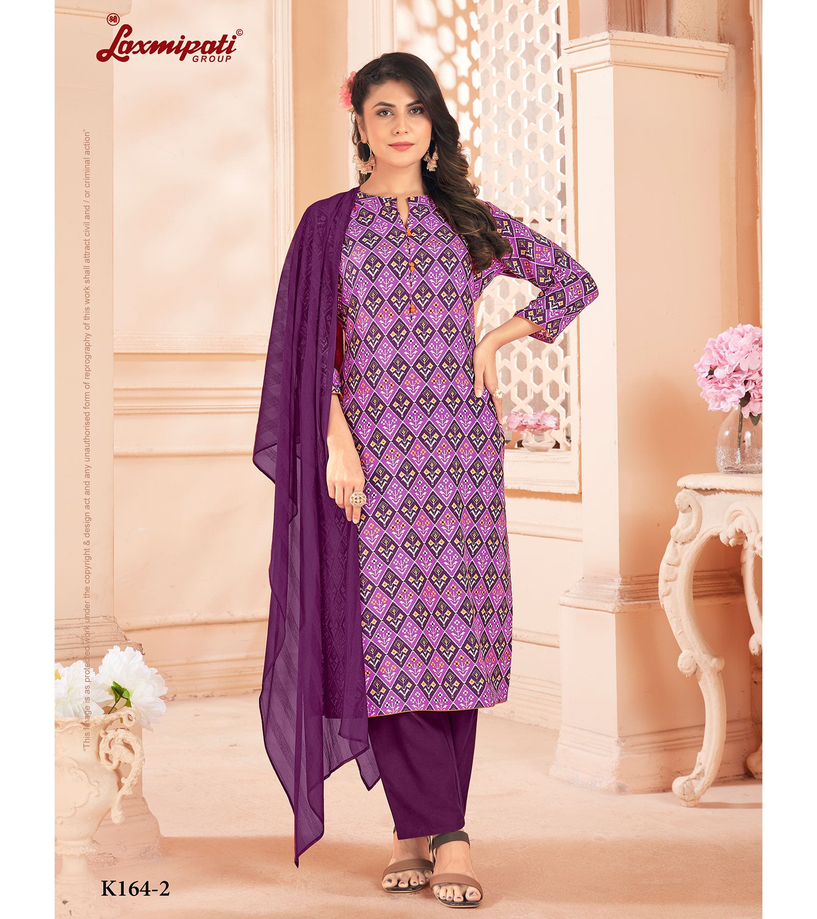 Laxmipati Spun Cotton Base Multicolor Printed Straight Cut Kurti With Pant & Dupatta