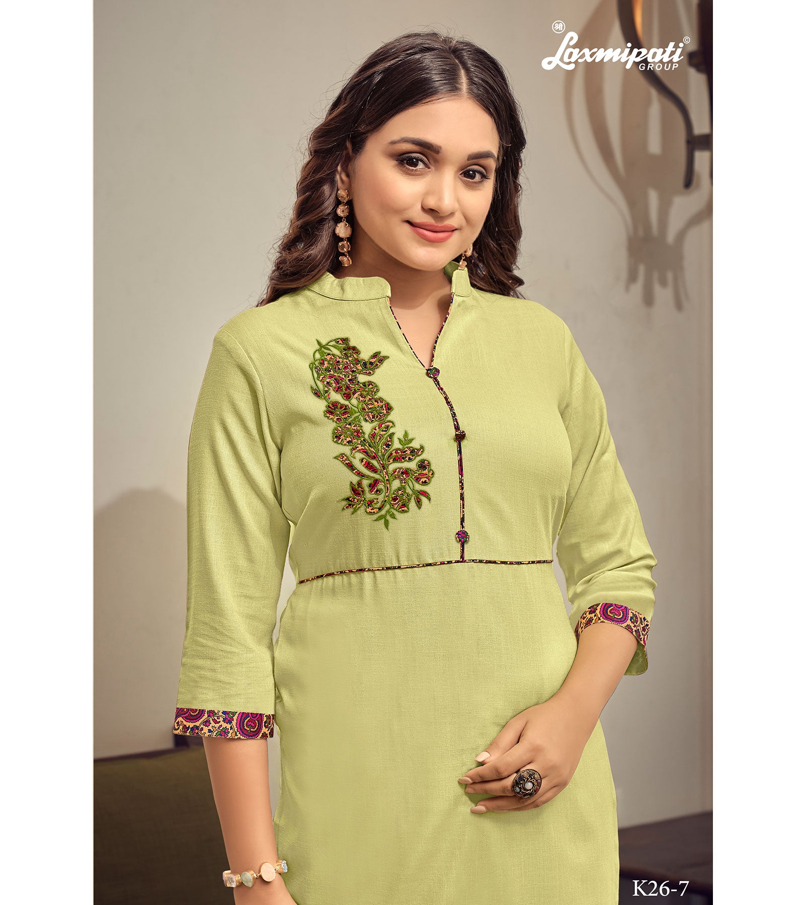 Laxmipati K26-7 Spun Base Lime Kurti With Pant