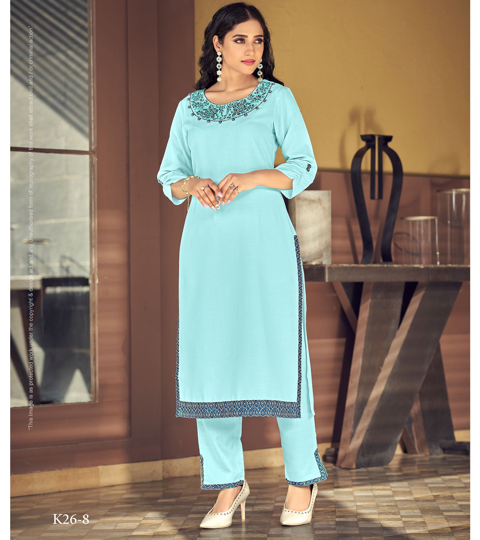 Laxmipati K26-8 Spun Base Baby Blue Kurti With Pant