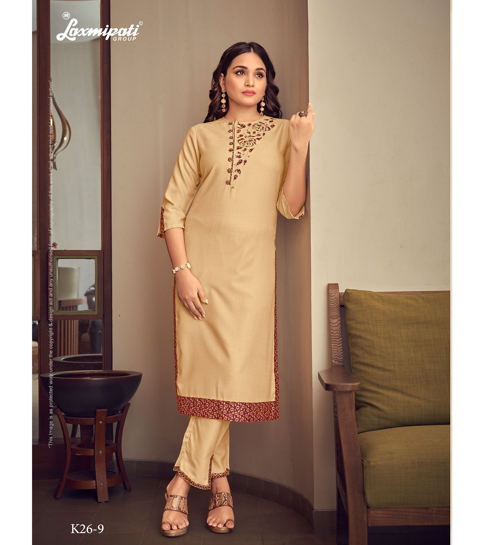 Laxmipati K26-9 Spun Base Caramel Kurti With Pant