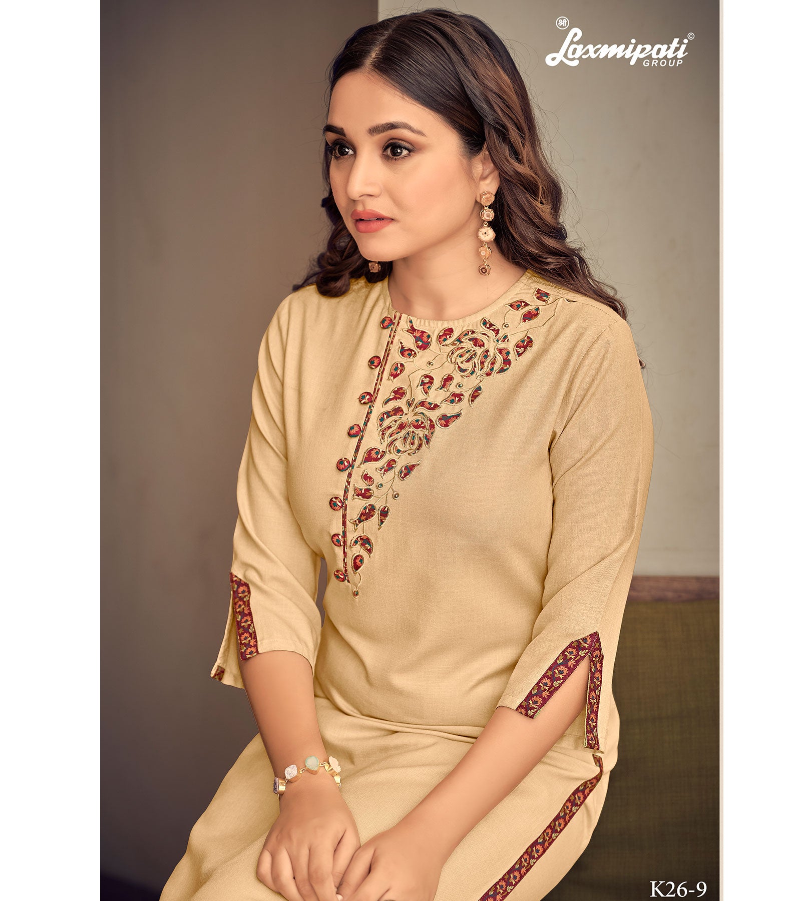 Laxmipati K26-9 Spun Base Caramel Kurti With Pant