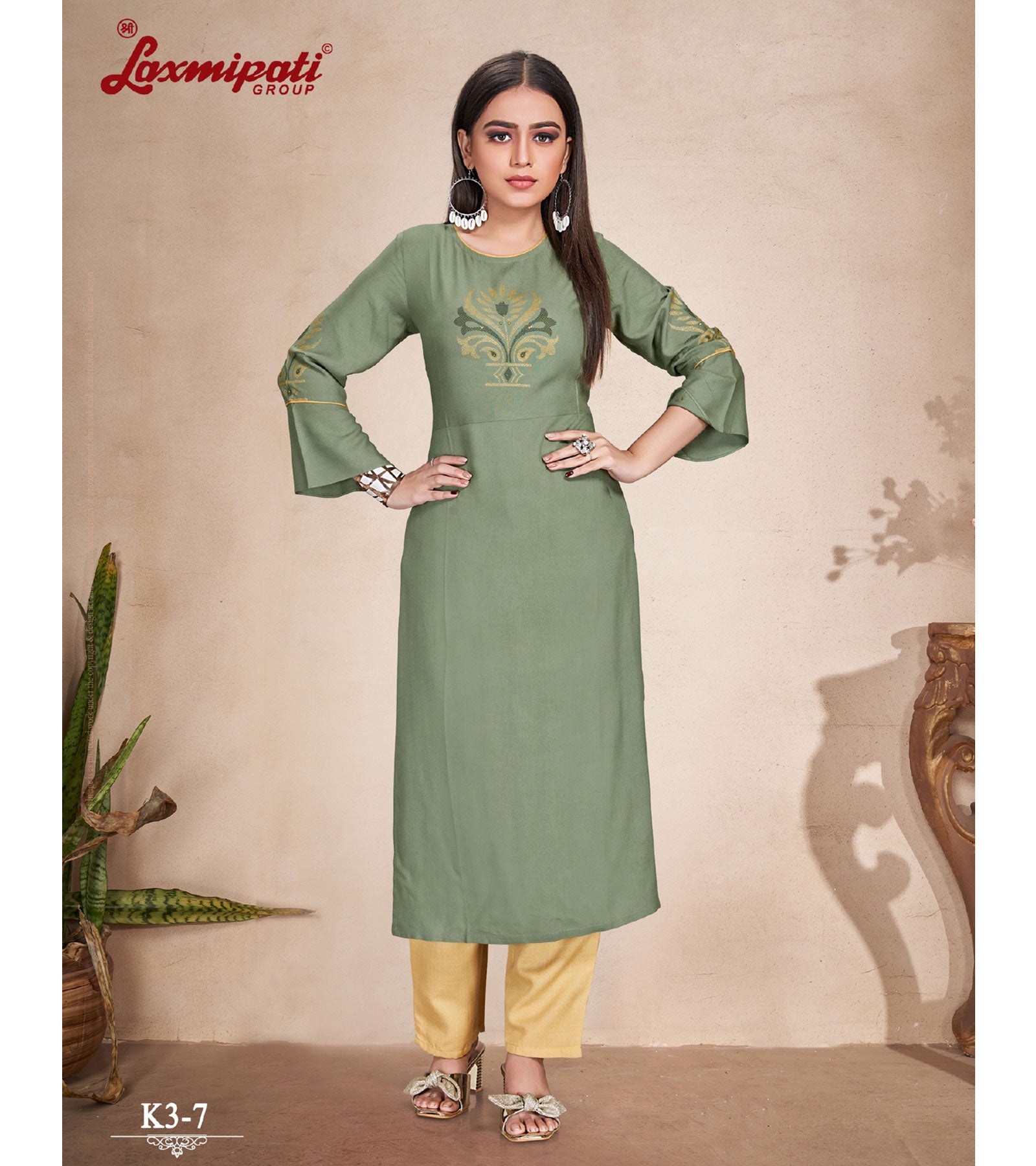 Laxmipati Rayon Base Moss Straight Cut Kurti